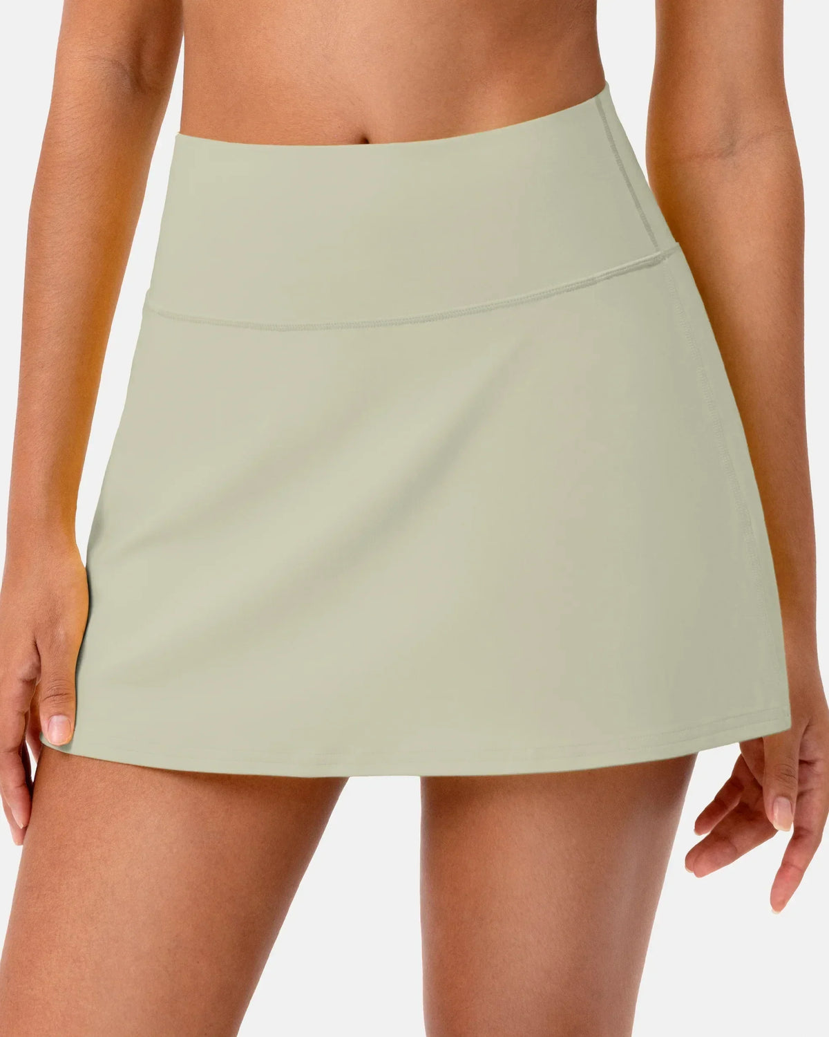 Dreamlux® Athletic Tennis Skirt w/ Built-in Shorts & Pockets — Vanilla