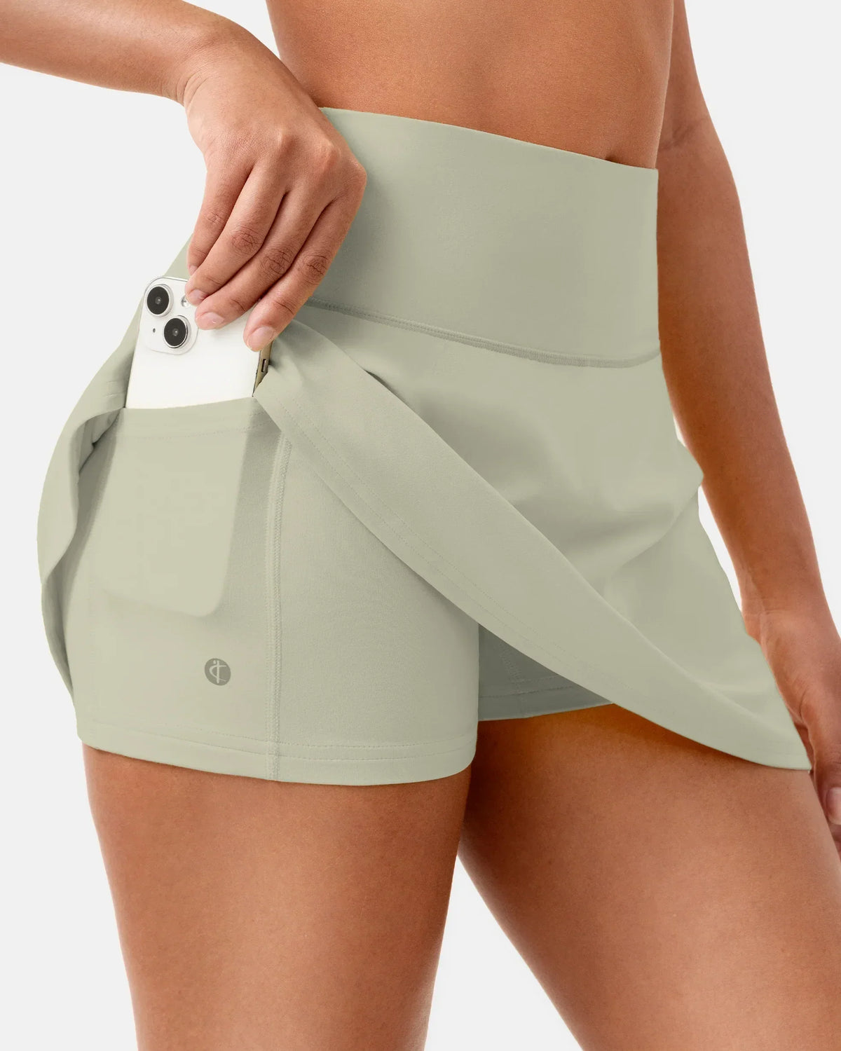 Dreamlux® Athletic Tennis Skirt w/ Built-in Shorts & Pockets — Vanilla
