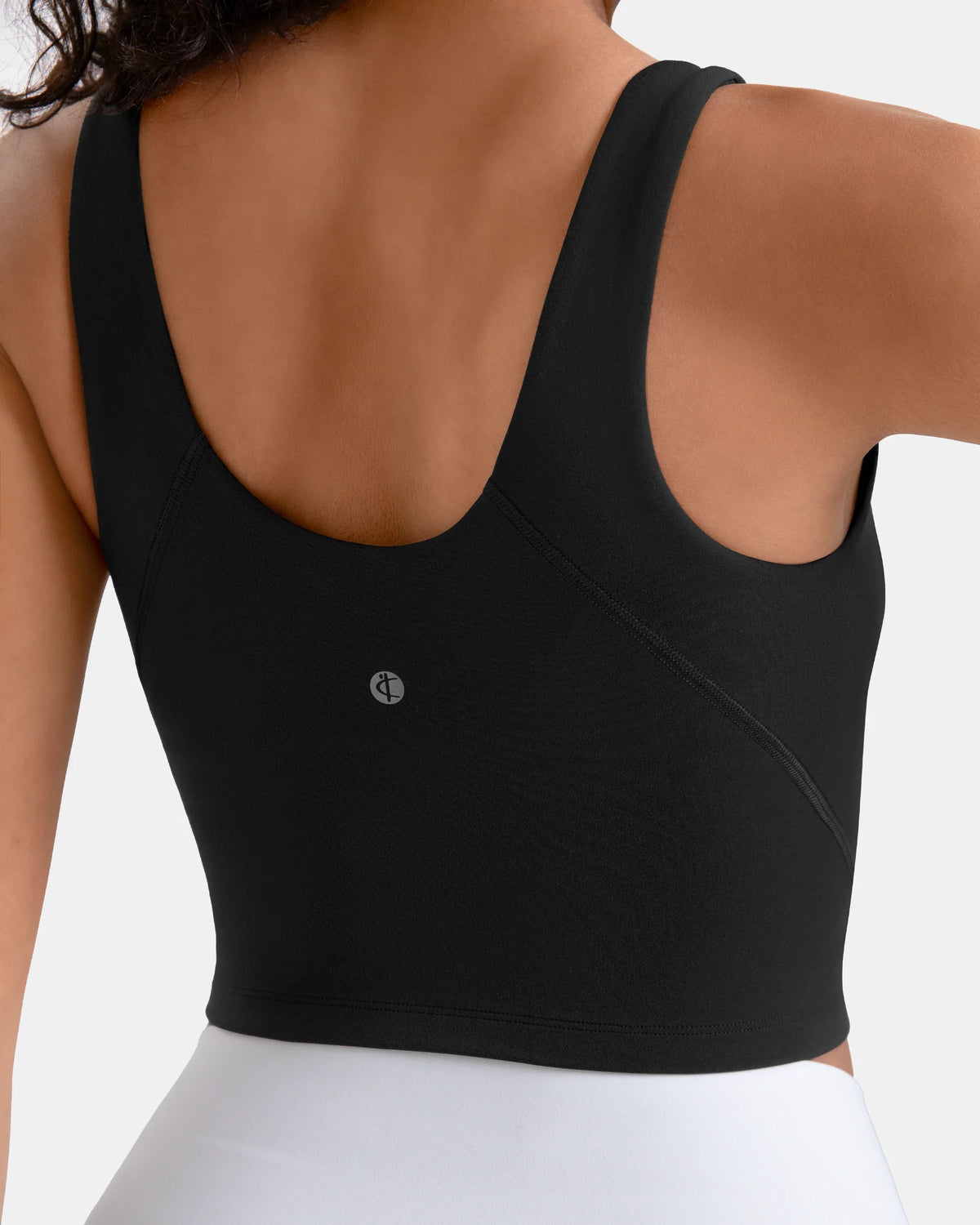 Dreamlux® High Neck U-Back Tank Top w/ Removable Padded Cups — Black