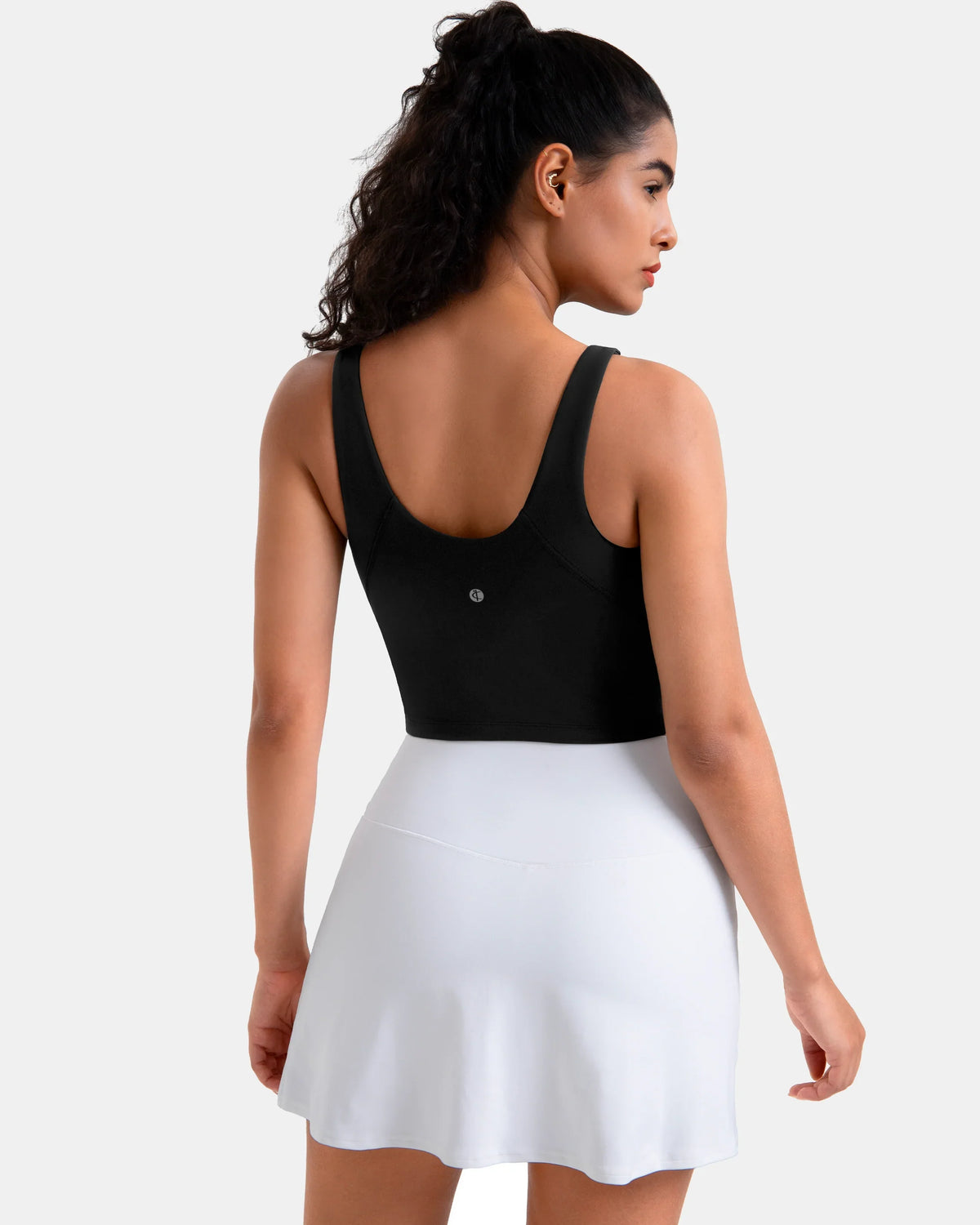 Dreamlux® High Neck U-Back Tank Top w/ Removable Padded Cups — Black
