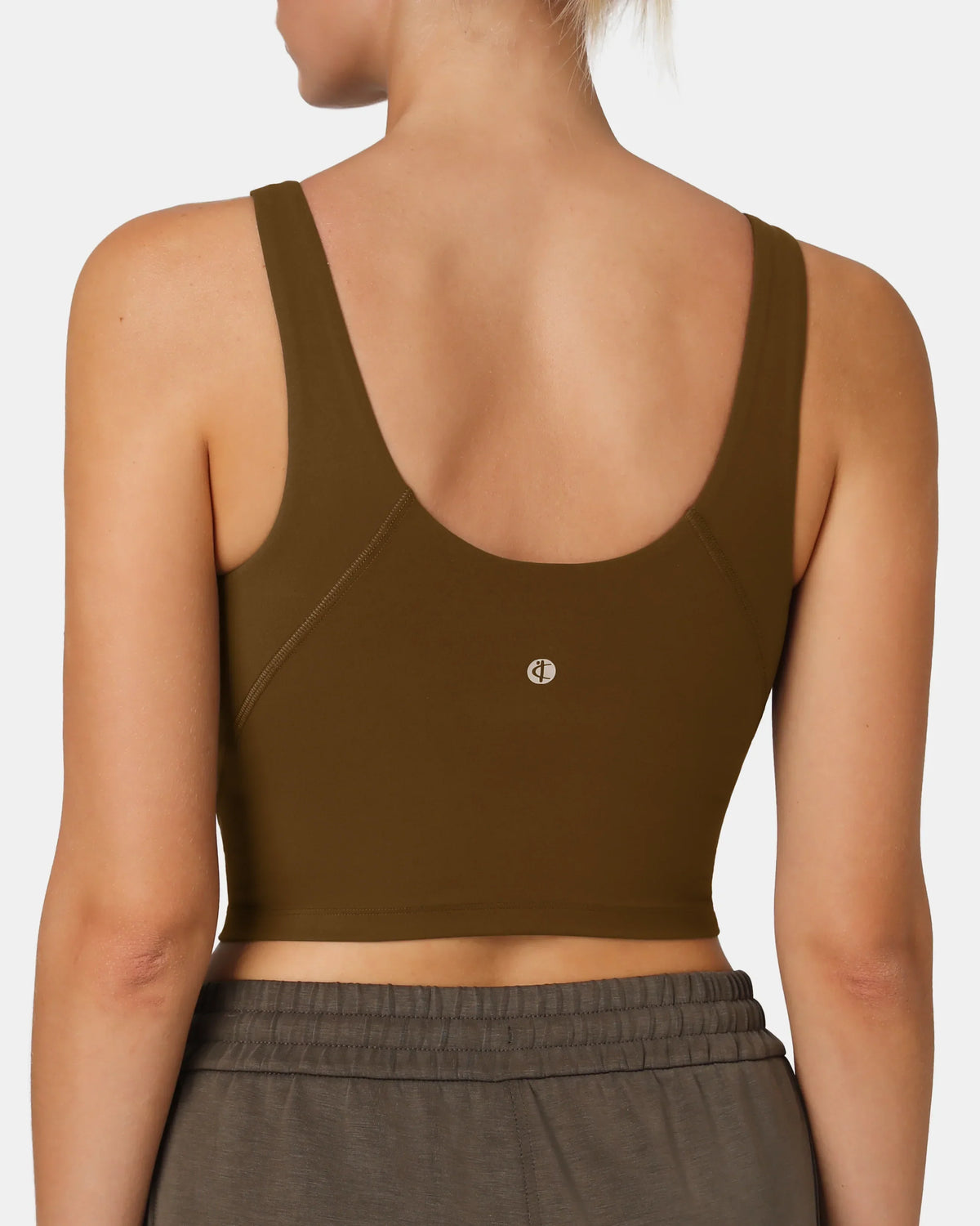Dreamlux® High Neck U-Back Tank Top w/ Removable Padded Cups — Cocoa