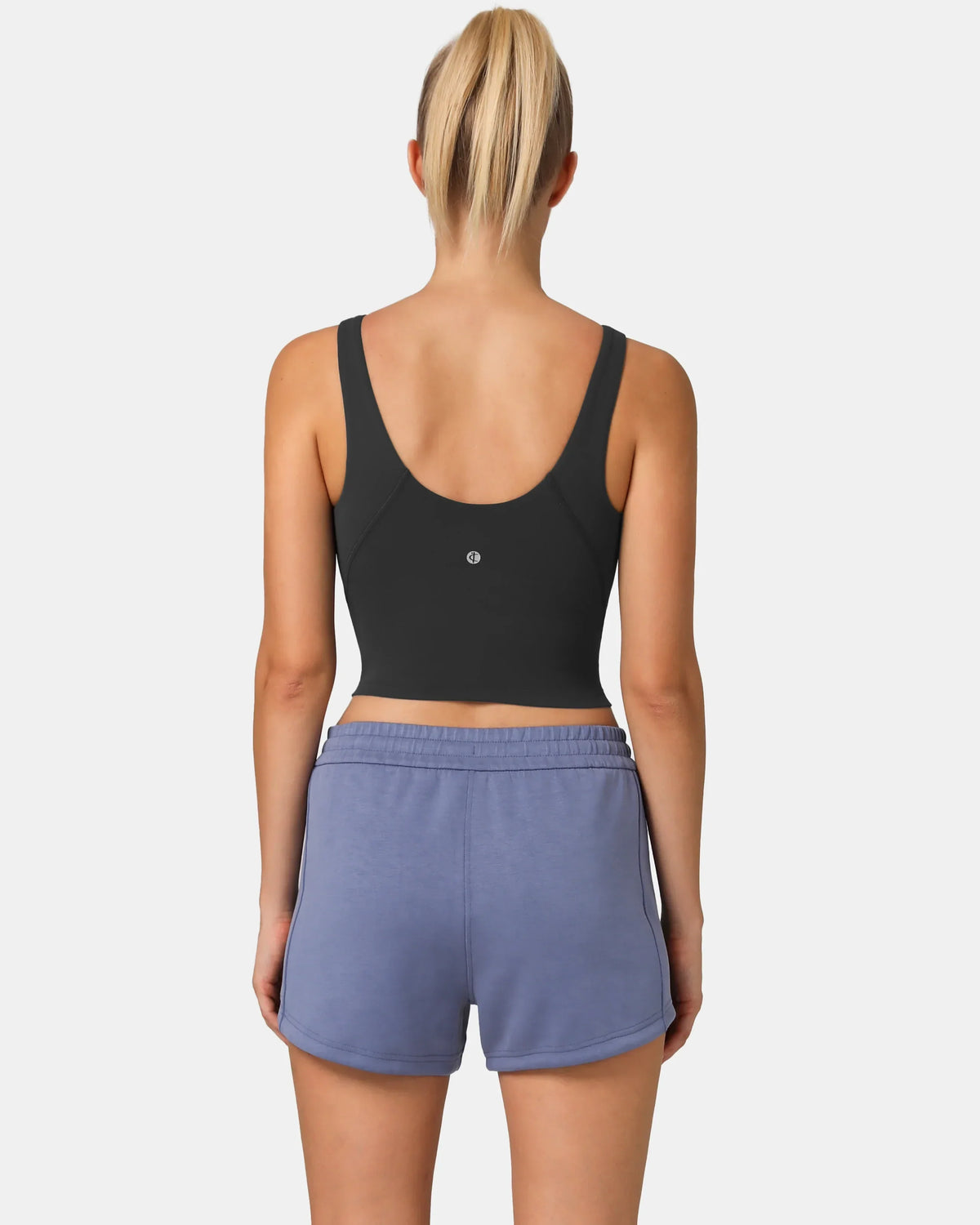 Dreamlux® High Neck U-Back Tank Top w/ Removable Padded Cups — Dark Carbon