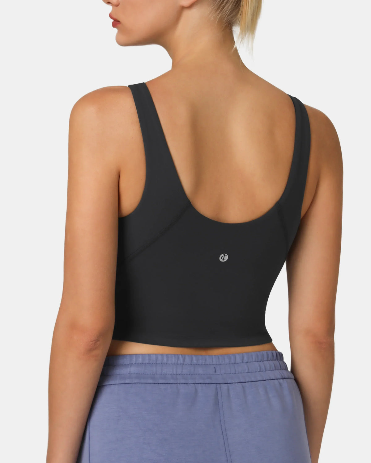 Dreamlux® High Neck U-Back Tank Top w/ Removable Padded Cups — Dark Carbon
