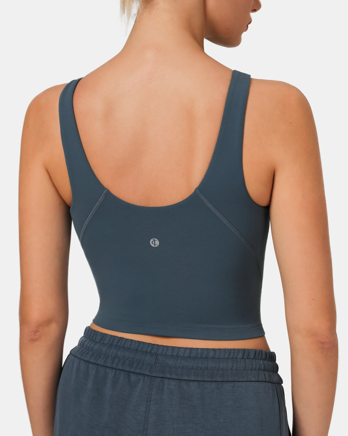Dreamlux® High Neck U-Back Tank Top w/ Removable Padded Cups — Dark Jasper