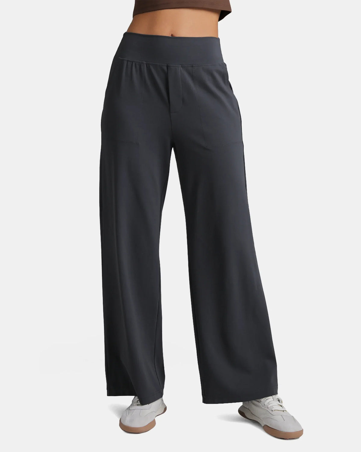 Dreamlux® Mid Waisted Wide Leg Athletic Pant 29.5" — Dark Carbon