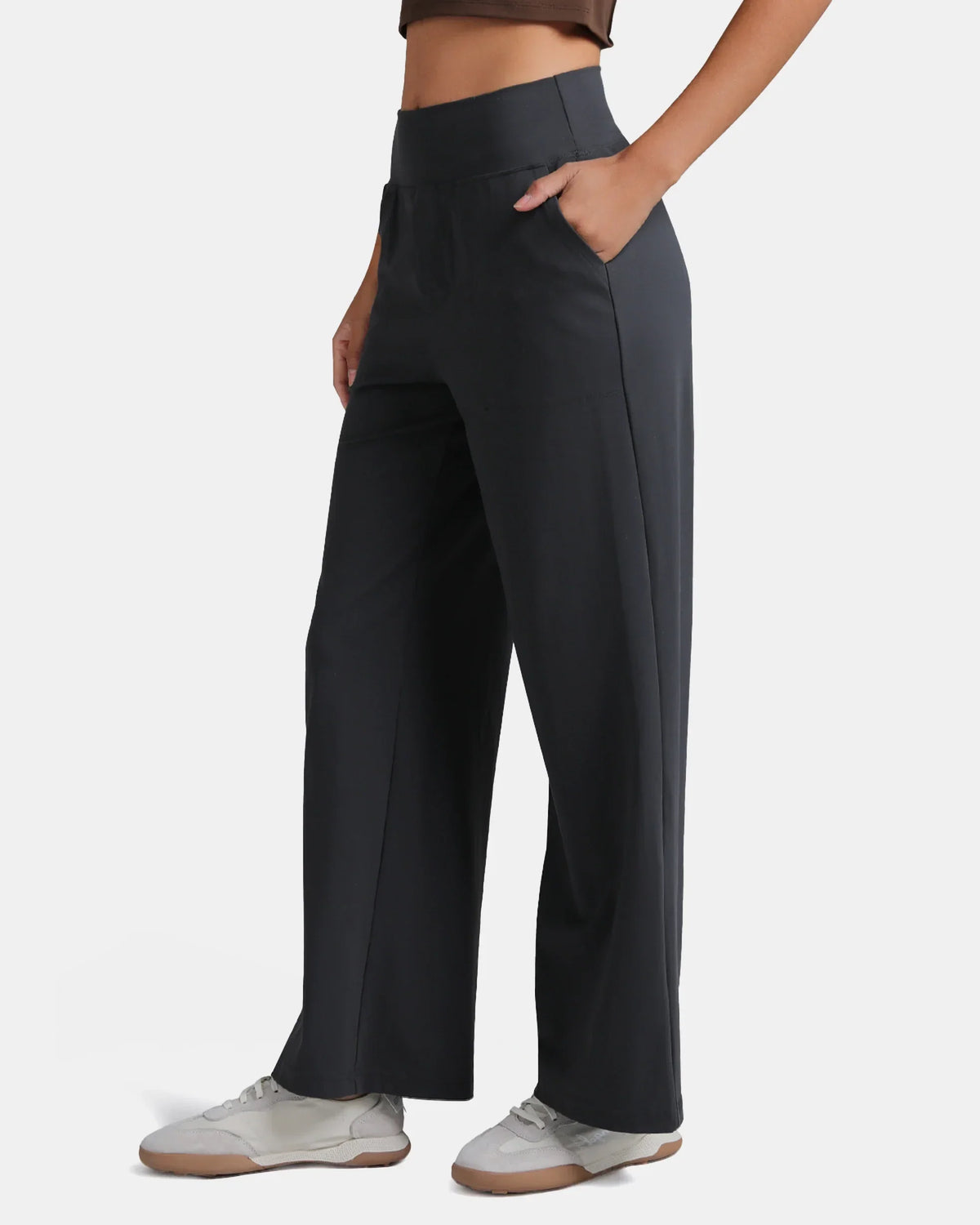 Dreamlux® Mid Waisted Wide Leg Athletic Pant 29.5" — Dark Carbon