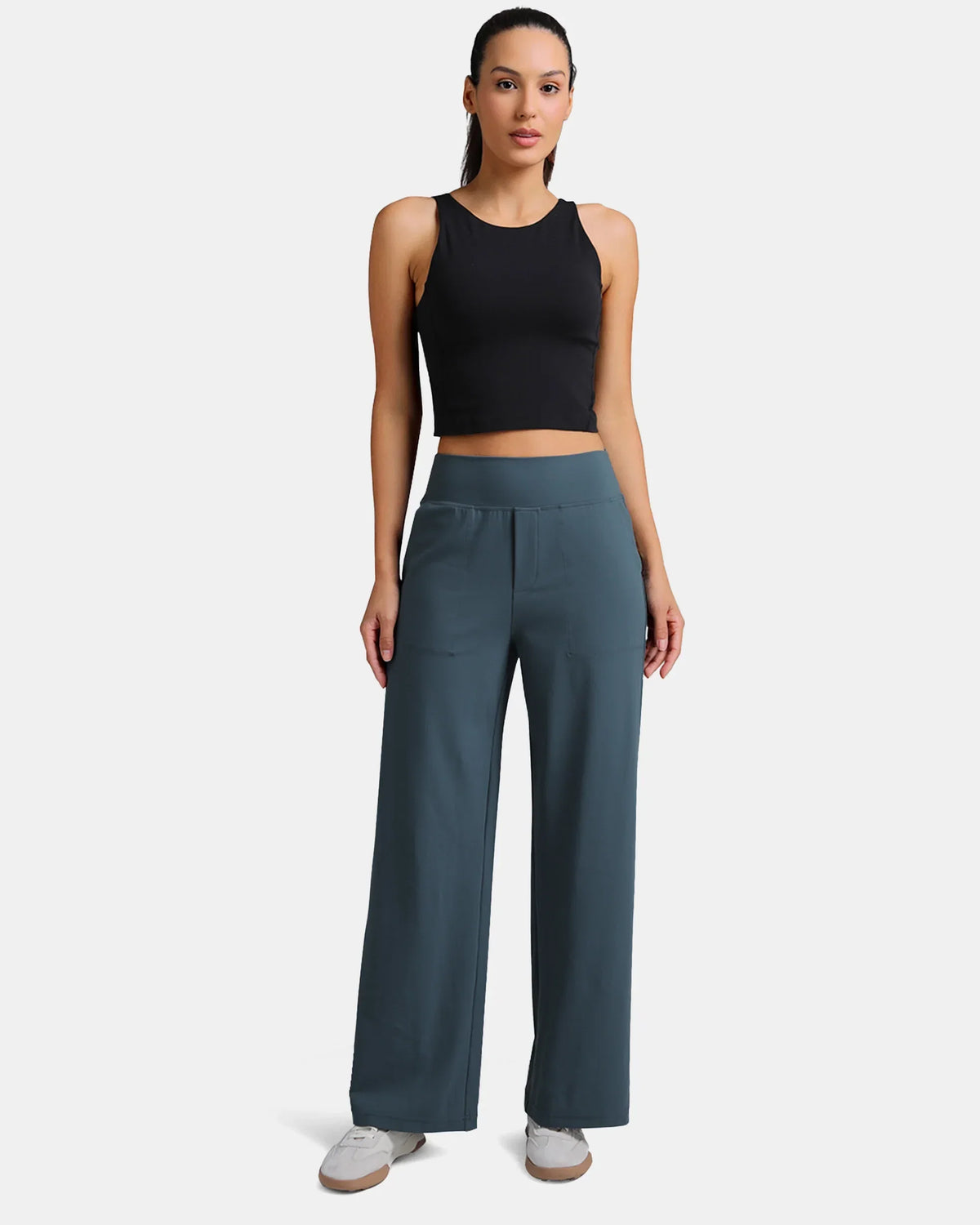Dreamlux® Mid Waisted Wide Leg Athletic Pant 29.5" — Dark Jasper