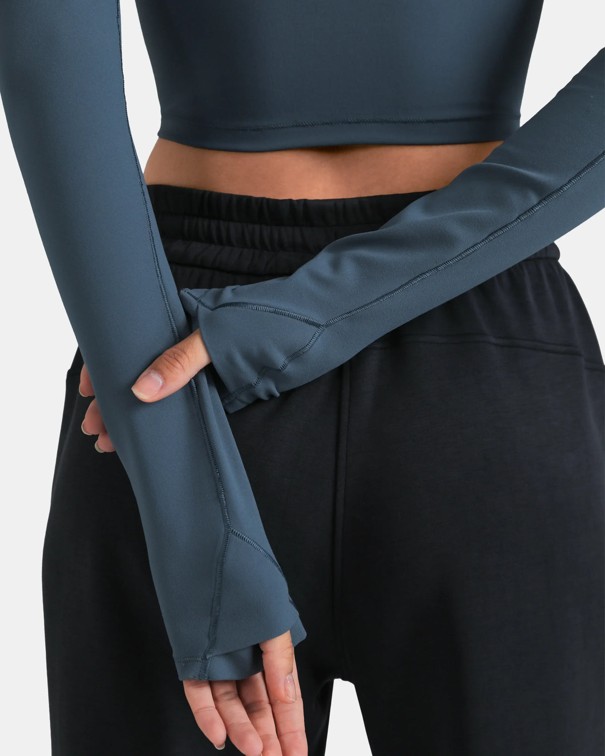 Dreamlux® Long Sleeve Cropped Workout Shirt — Dark Jasper