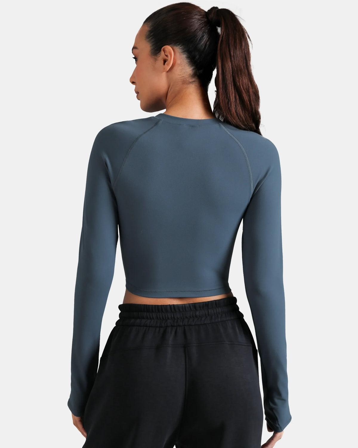 Dreamlux® Long Sleeve Cropped Workout Shirt — Dark Jasper