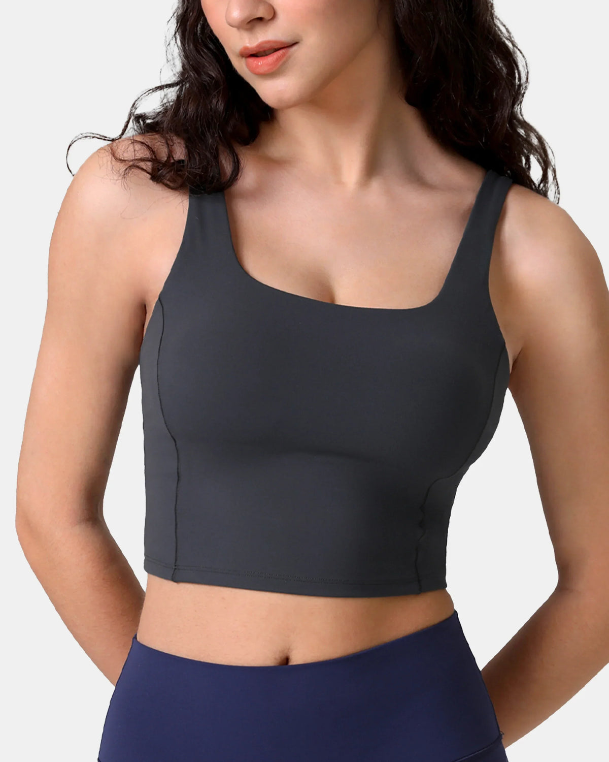 Dreamlux® Criss-Cross Back Sports Bra — Dark Carbon