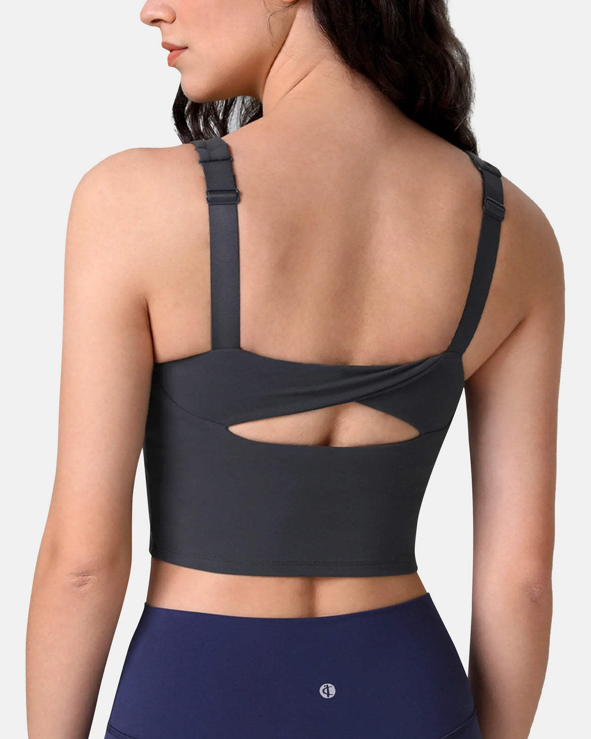 Dreamlux® Criss-Cross Back Sports Bra — Dark Carbon