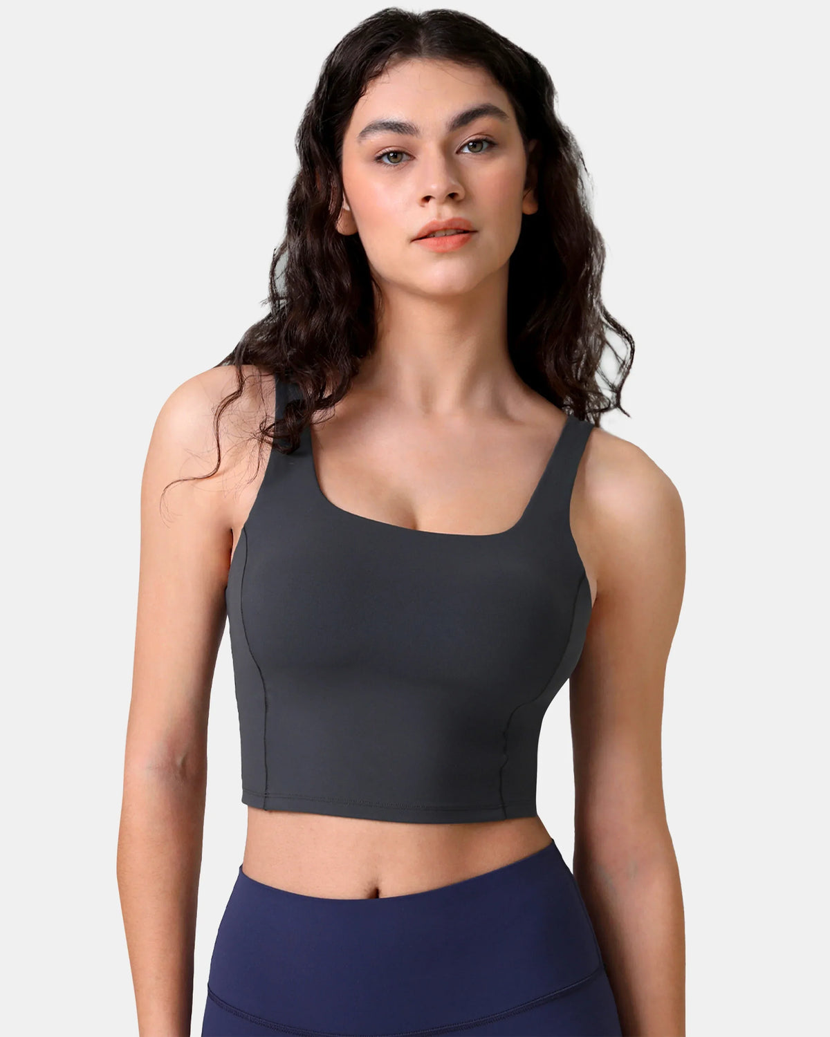 Dreamlux® Criss-Cross Back Sports Bra — Dark Carbon