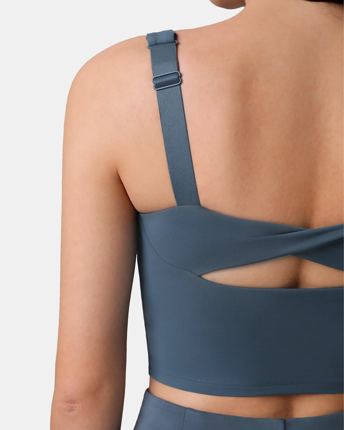 Dreamlux® Criss-Cross Back Sports Bra — Dark Jasper