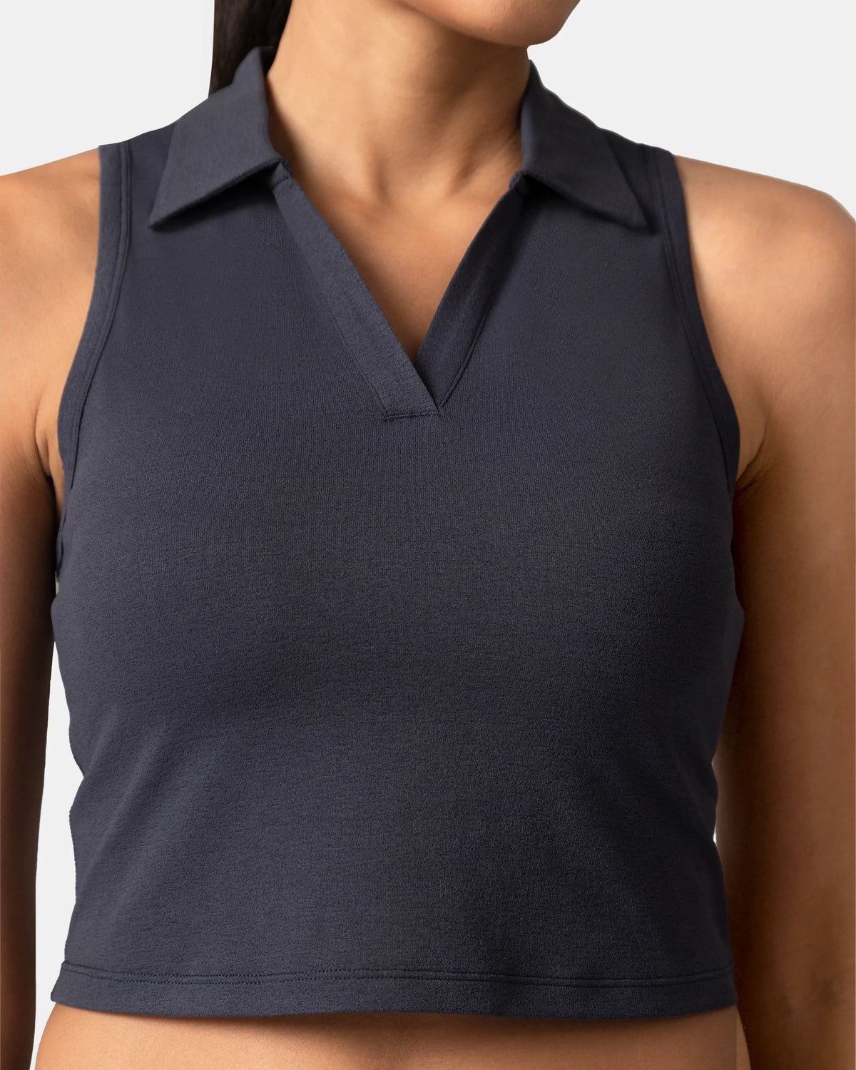 Sorona Sleeveless Crop Polo Tank – Slim-Fit — Blue Ink