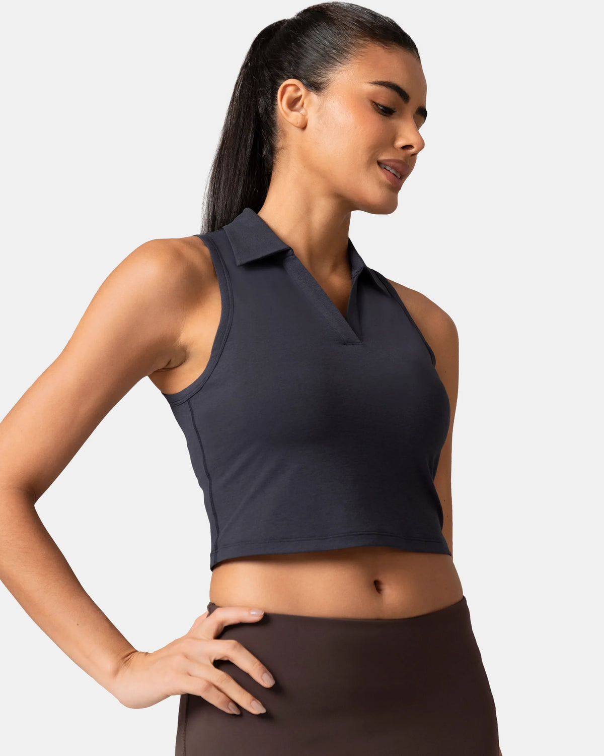 Sorona Sleeveless Crop Polo Tank – Slim-Fit — Blue Ink