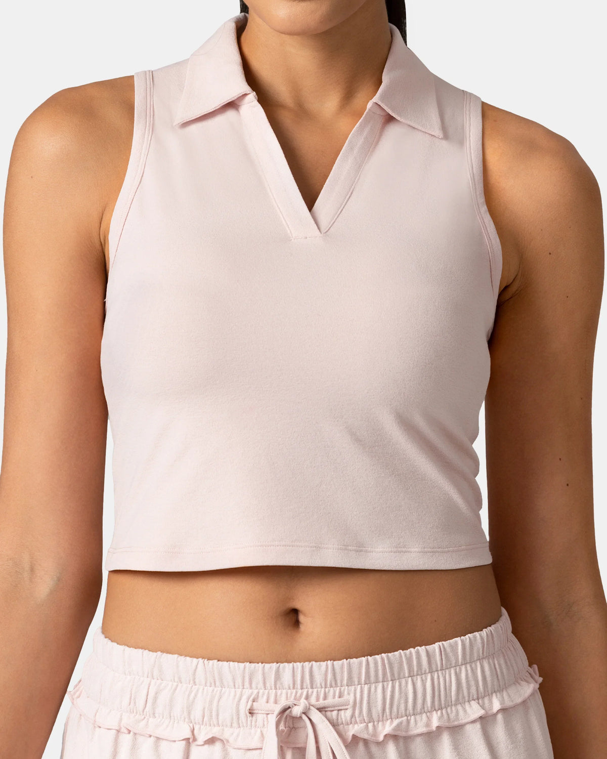 Sorona Sleeveless Crop Polo Tank – Slim-Fit — Marshmallow Pink