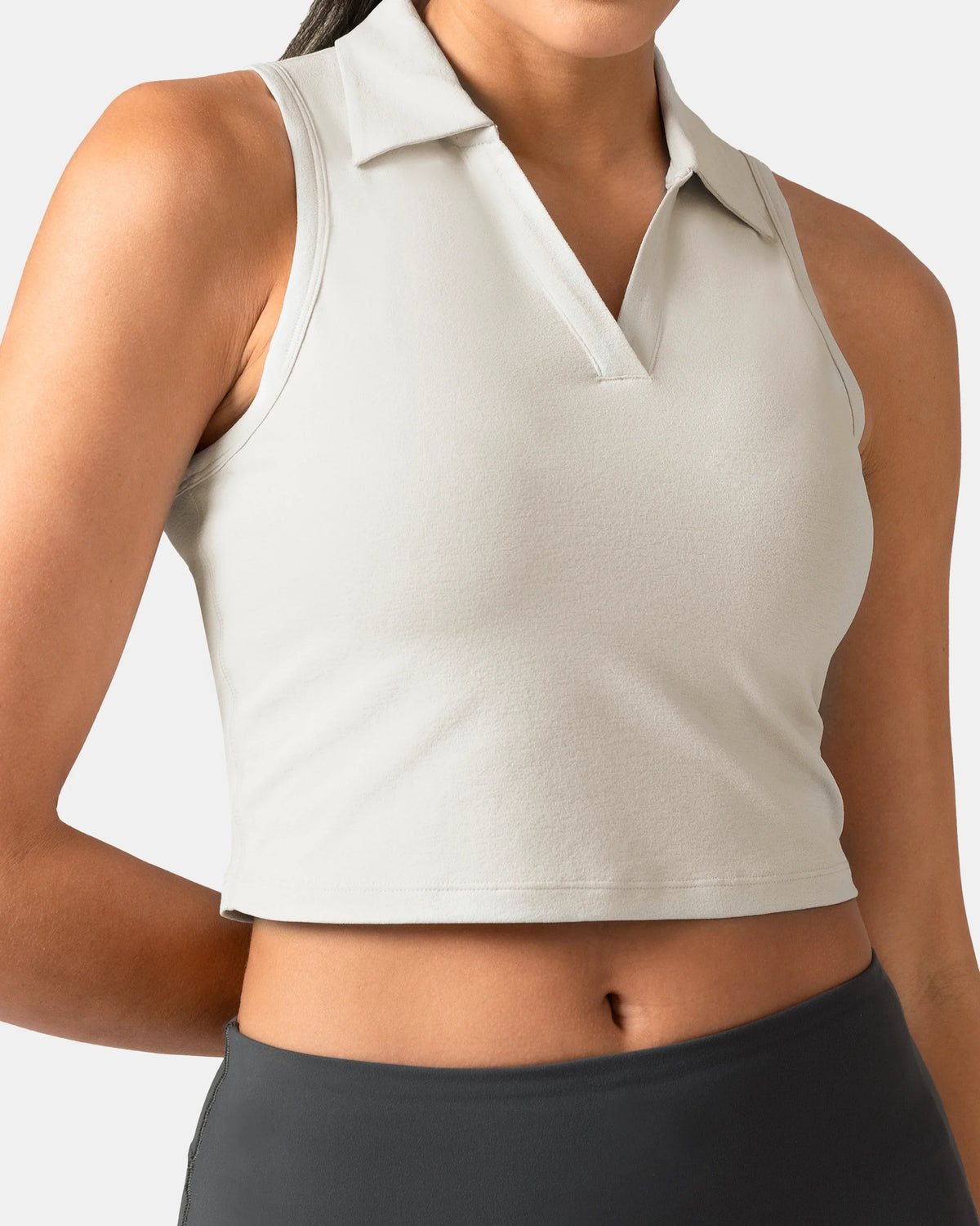 Sorona Sleeveless Crop Polo Tank – Slim-Fit — Natural