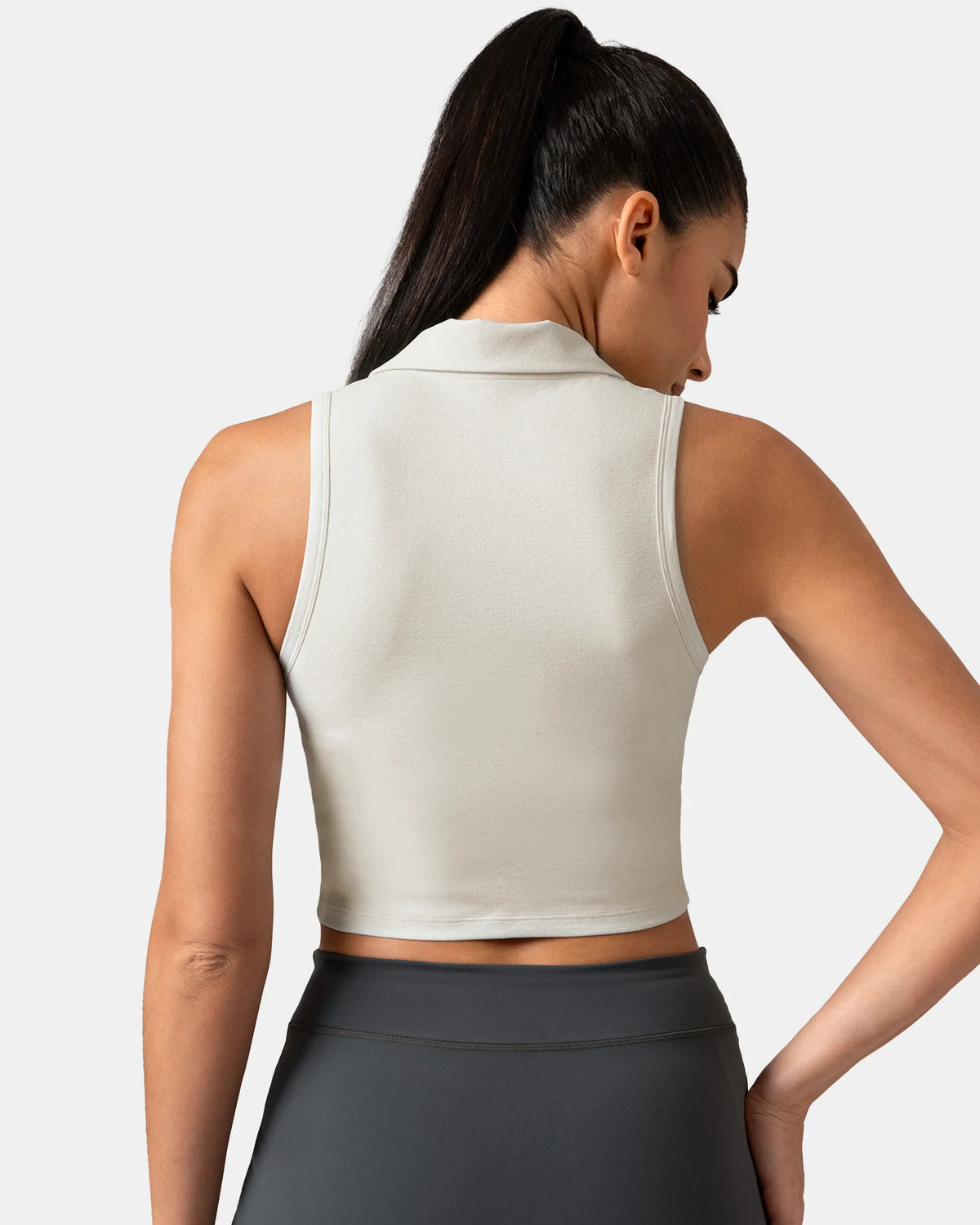 Sorona Sleeveless Crop Polo Tank – Slim-Fit — Natural