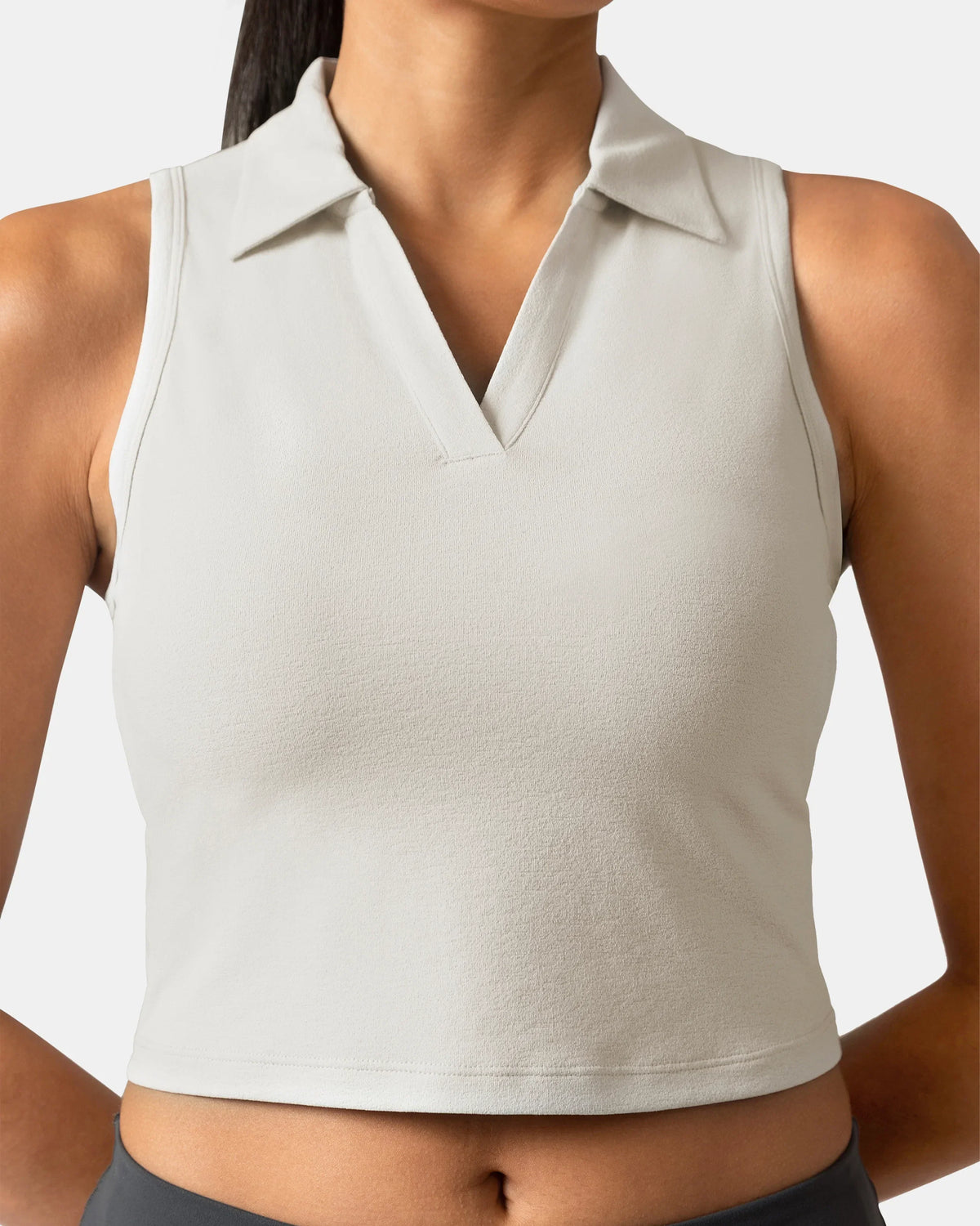 Sorona Sleeveless Crop Polo Tank – Slim-Fit — Natural
