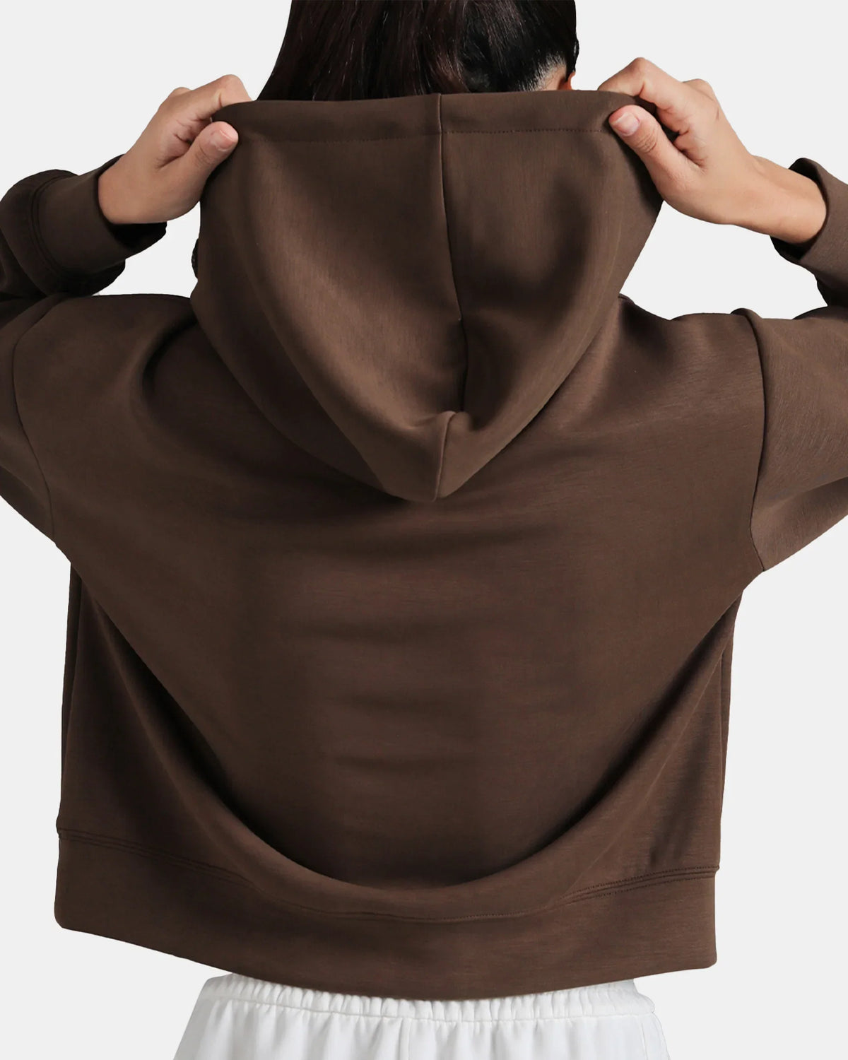 Velvra® Modal Cropped Pullover Hoodie — Cocoa