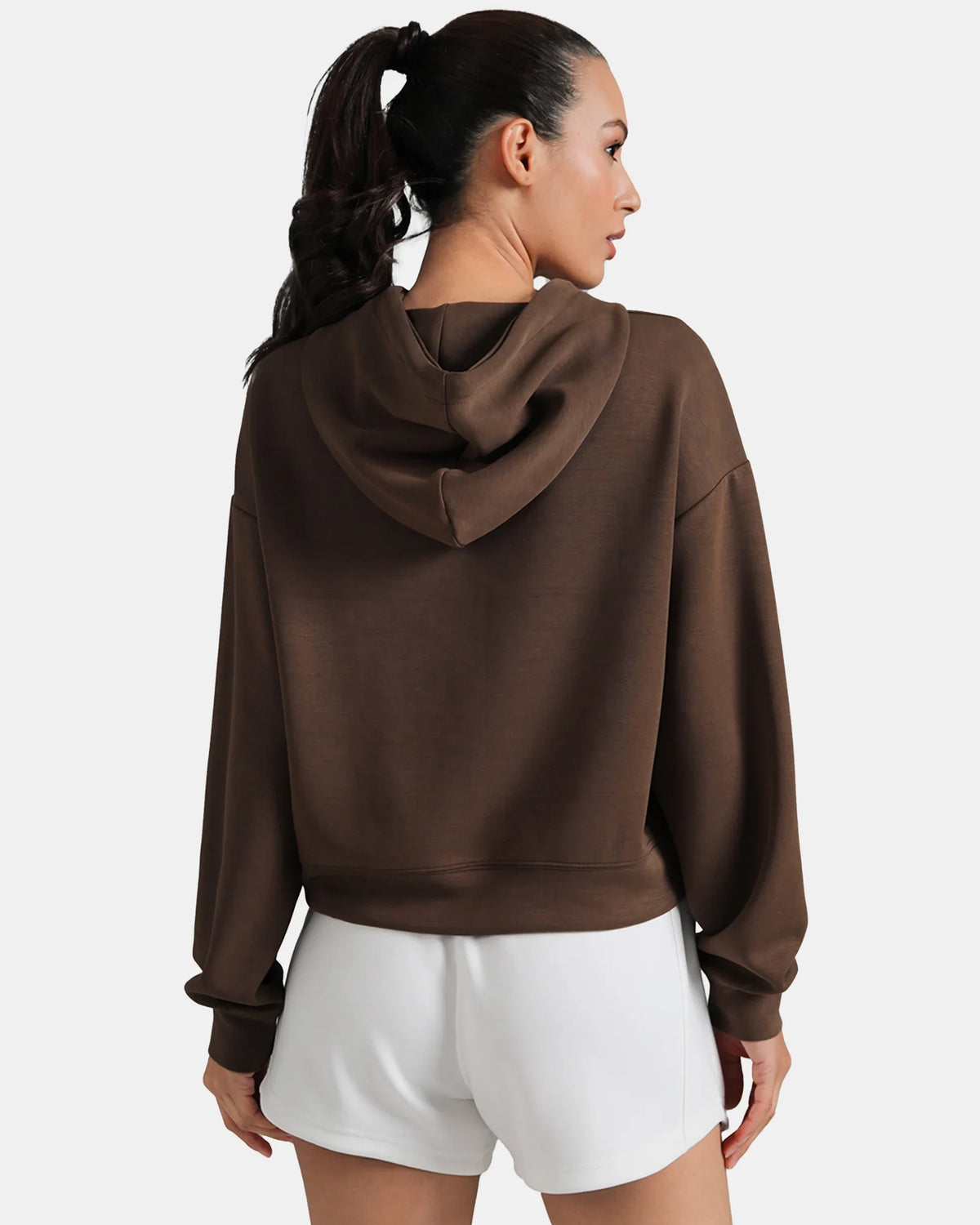Velvra® Modal Cropped Pullover Hoodie — Cocoa