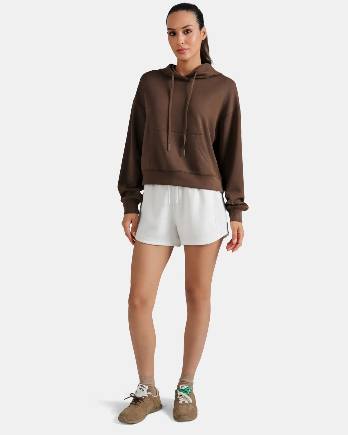 Velvra® Modal Cropped Pullover Hoodie — Cocoa