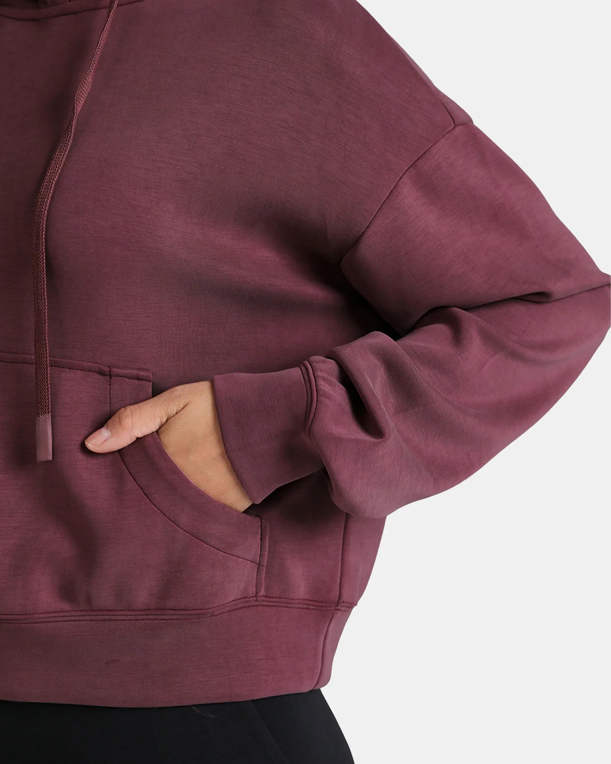 Velvra® Modal Cropped Pullover Hoodie — Plum Red