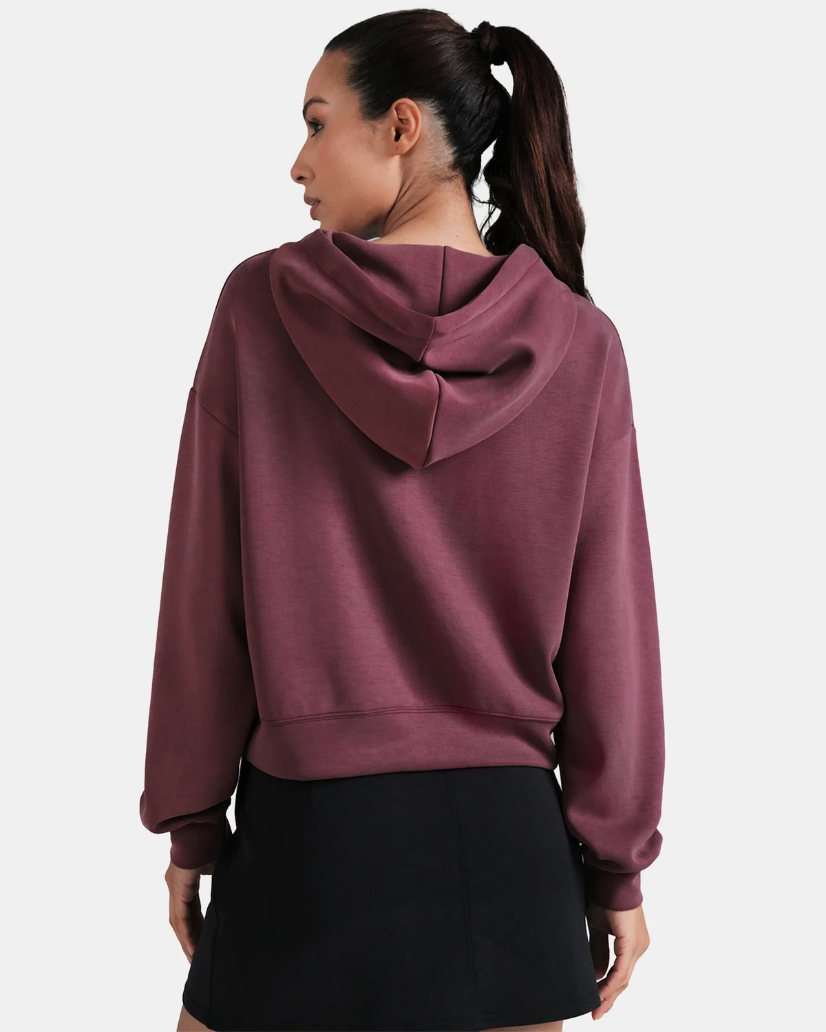 Velvra® Modal Cropped Pullover Hoodie — Plum Red