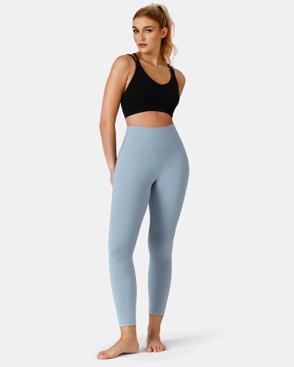 Dreamlux® High Waisted No Front Seam 25" 7/8 Workout Legging — Faded Denim