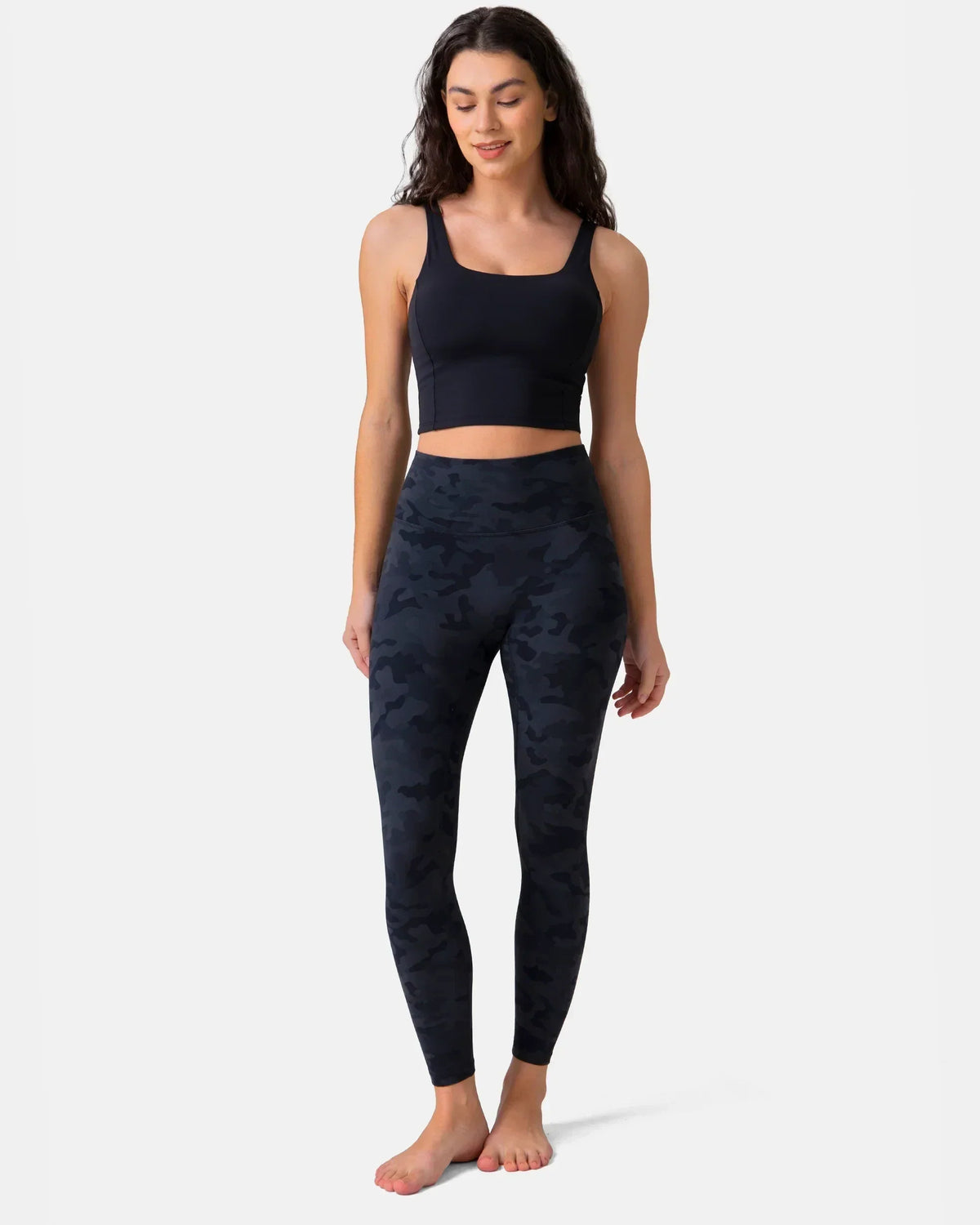 Dreamlux® High Waisted No Front Seam 25" 7/8 Workout Legging — Grey Camouflage
