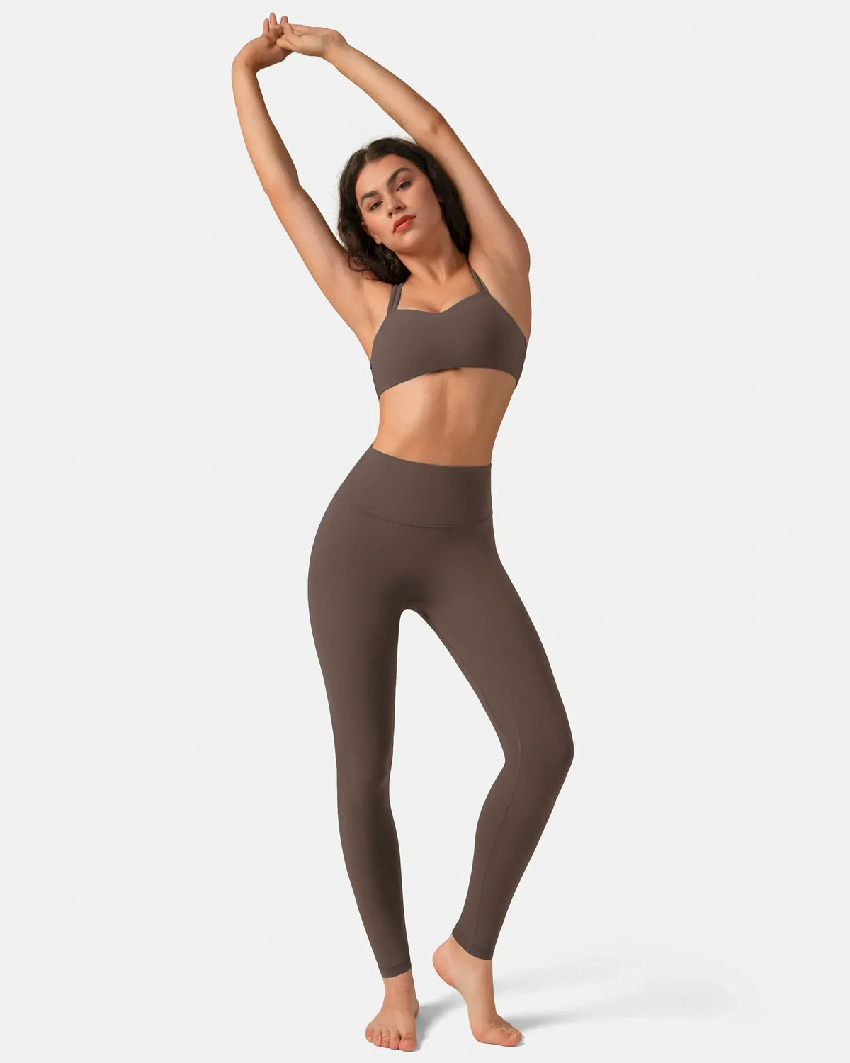 Dreamlux® High Waisted No Front Seam 28" Full Length Legging — Major Brown