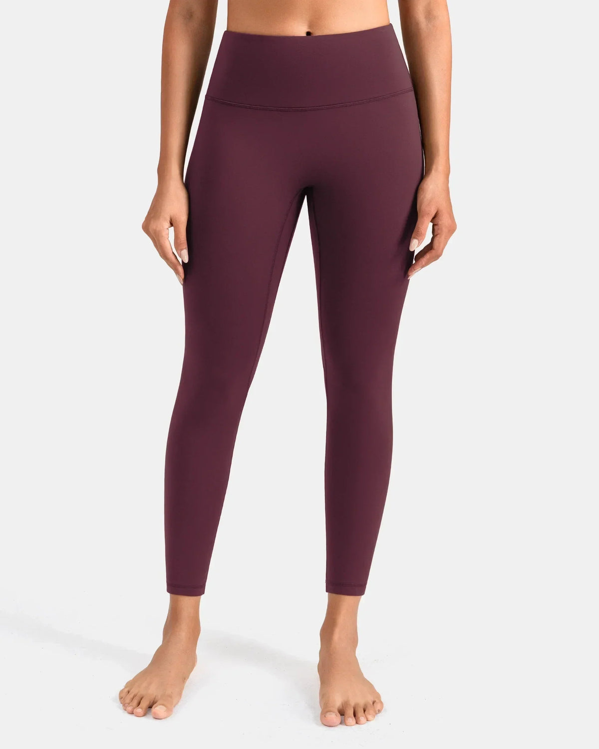 Dreamlux® High Waisted No Front Seam 28" Full Length Legging — Plum Red