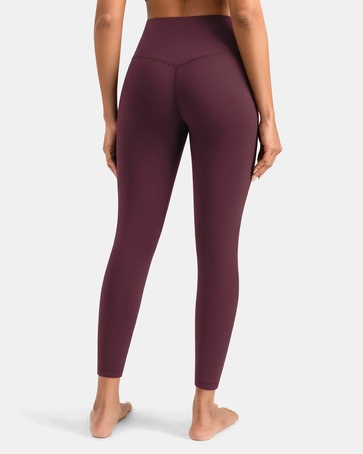 Dreamlux® High Waisted No Front Seam 28" Full Length Legging — Plum Red
