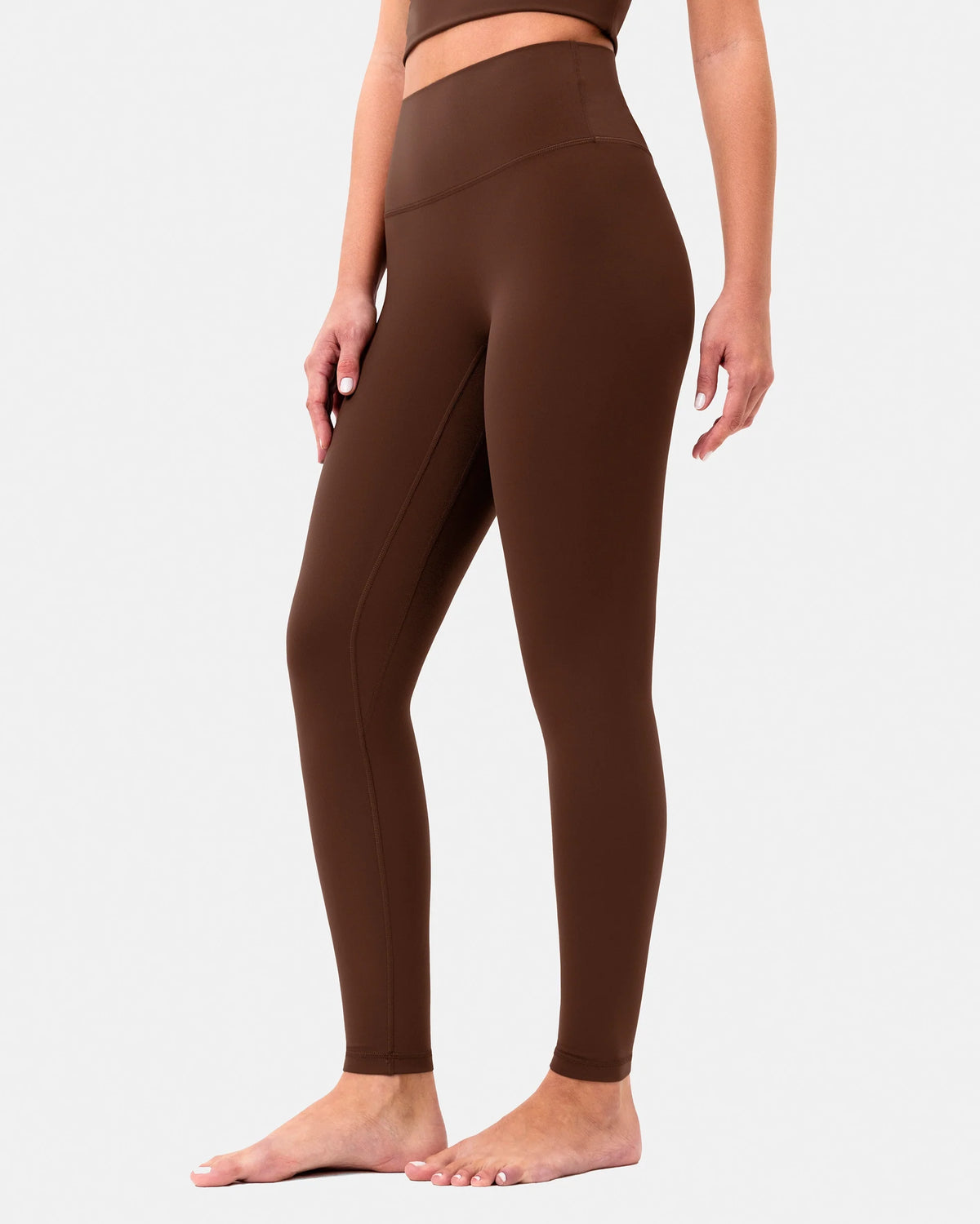 Dreamlux® High Waisted No Front Seam 28" Full Length Legging — Roasted Chestnut
