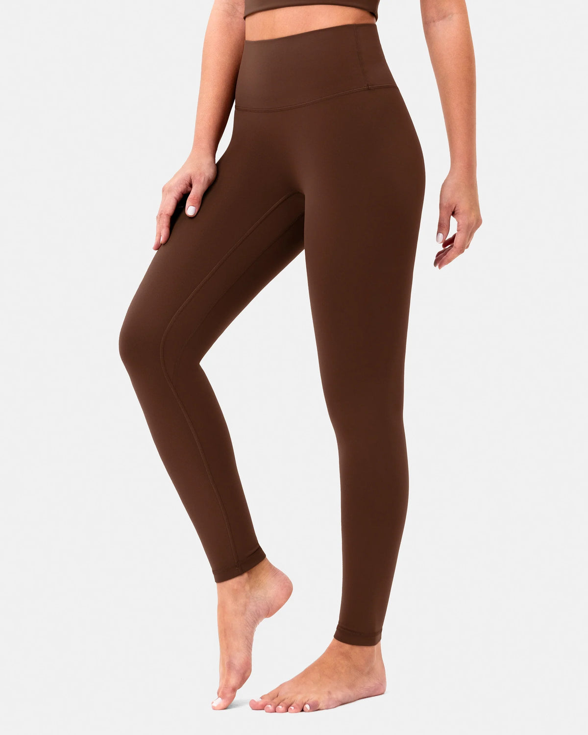 Dreamlux® High Waisted No Front Seam 28" Full Length Legging — Roasted Chestnut