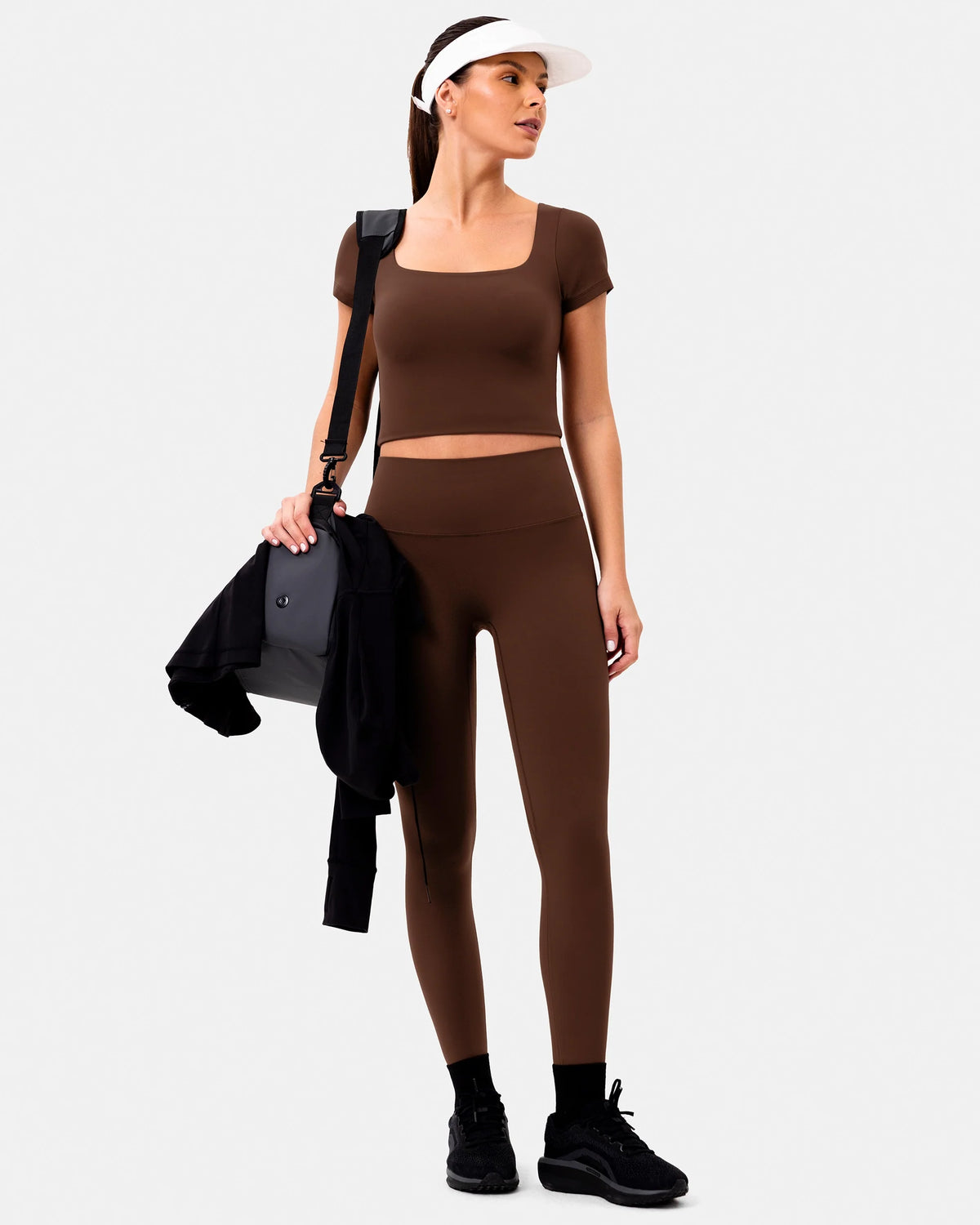 Dreamlux® High Waisted No Front Seam 28" Full Length Legging — Roasted Chestnut
