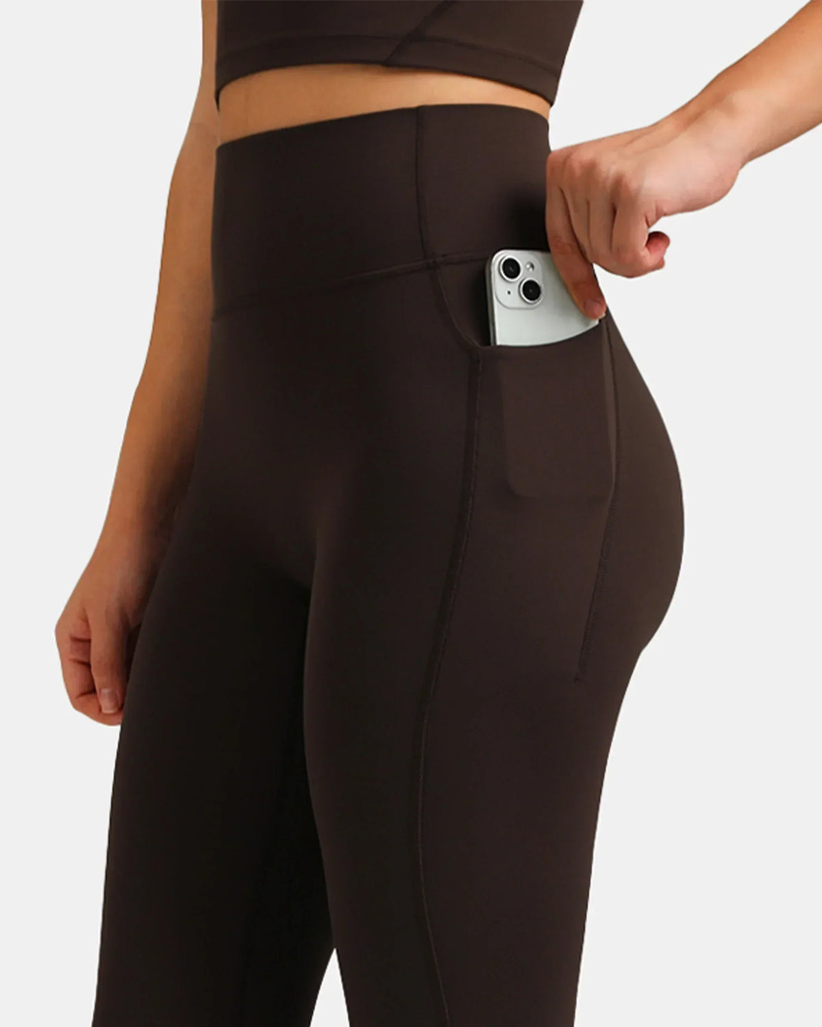Dreamlux® High Waisted No Front Seam 7/8 Legging w/ Pockets — Espresso