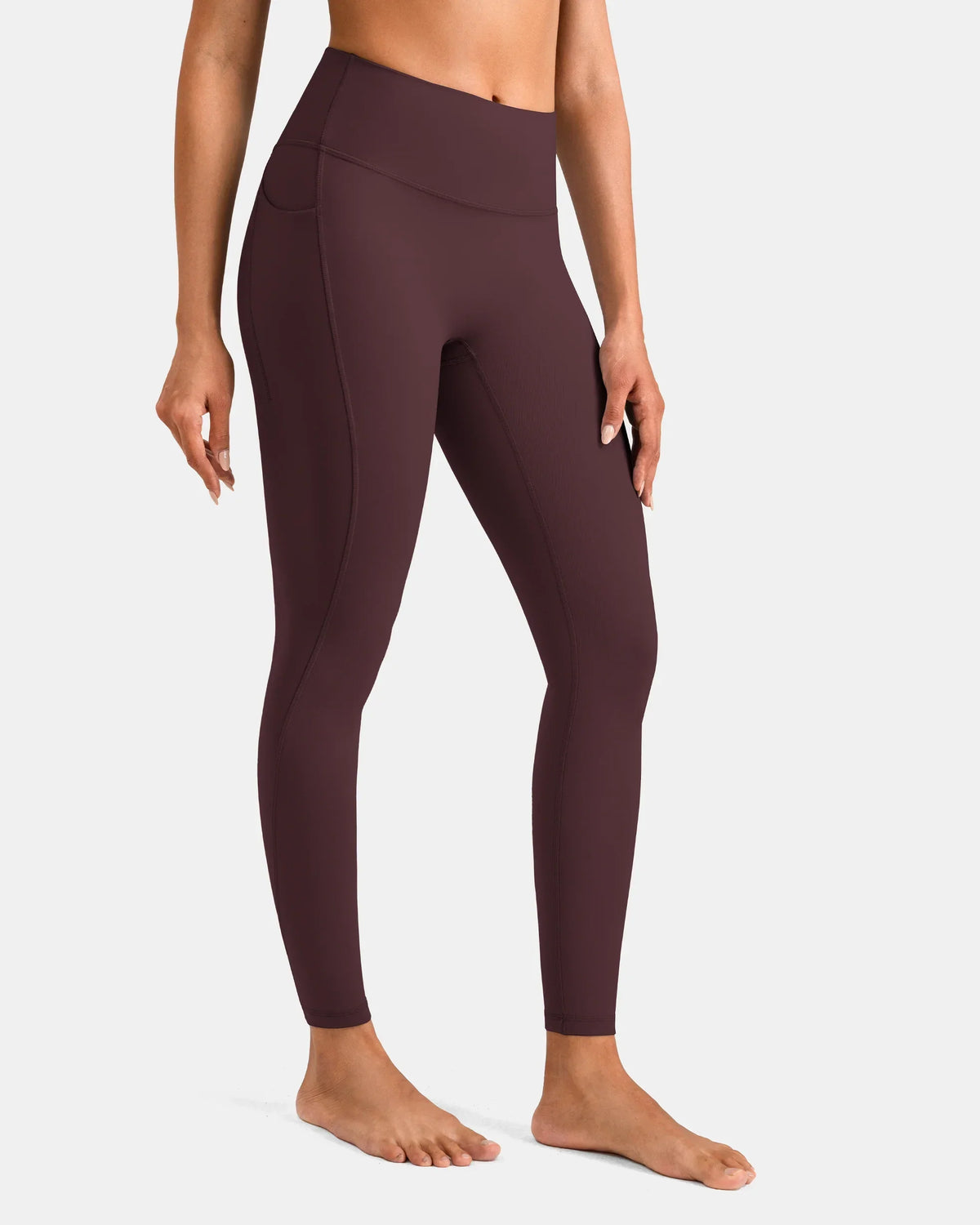 Dreamlux® High Waisted No Front Seam 7/8 Legging w/ Pockets — Plum Red