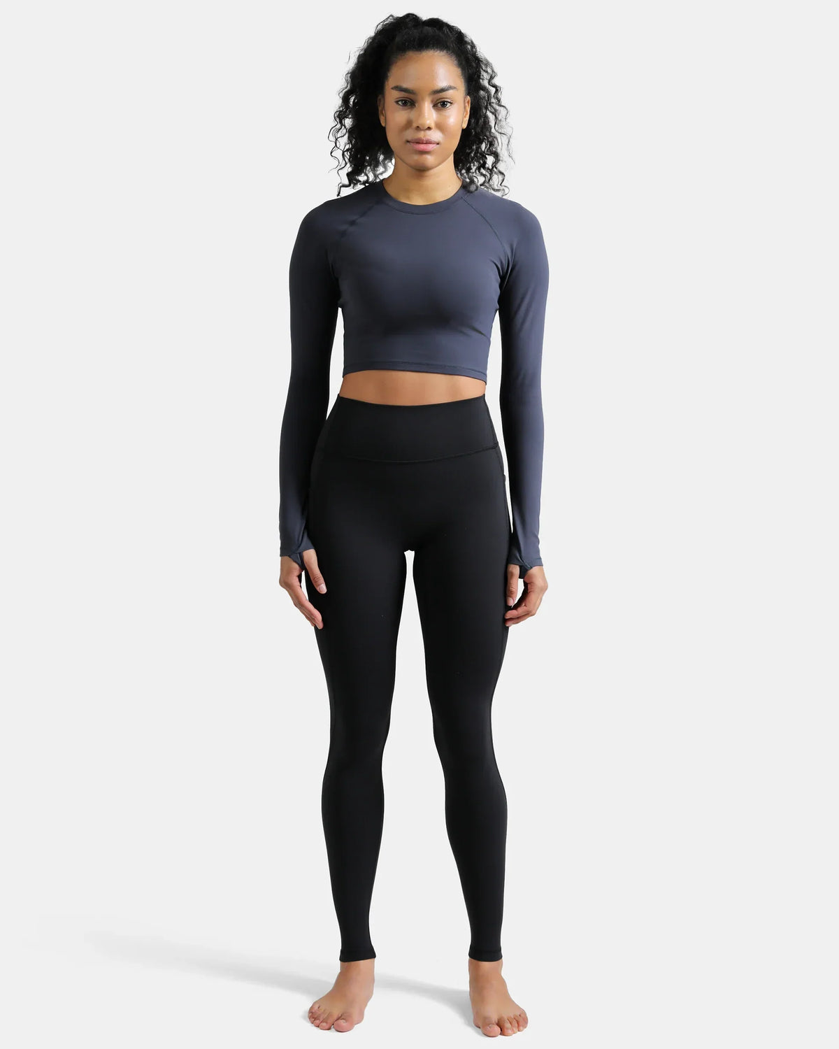 Dreamlux® High Waisted No Front Seam 28" Full Length Legging w/ Pockets — Black