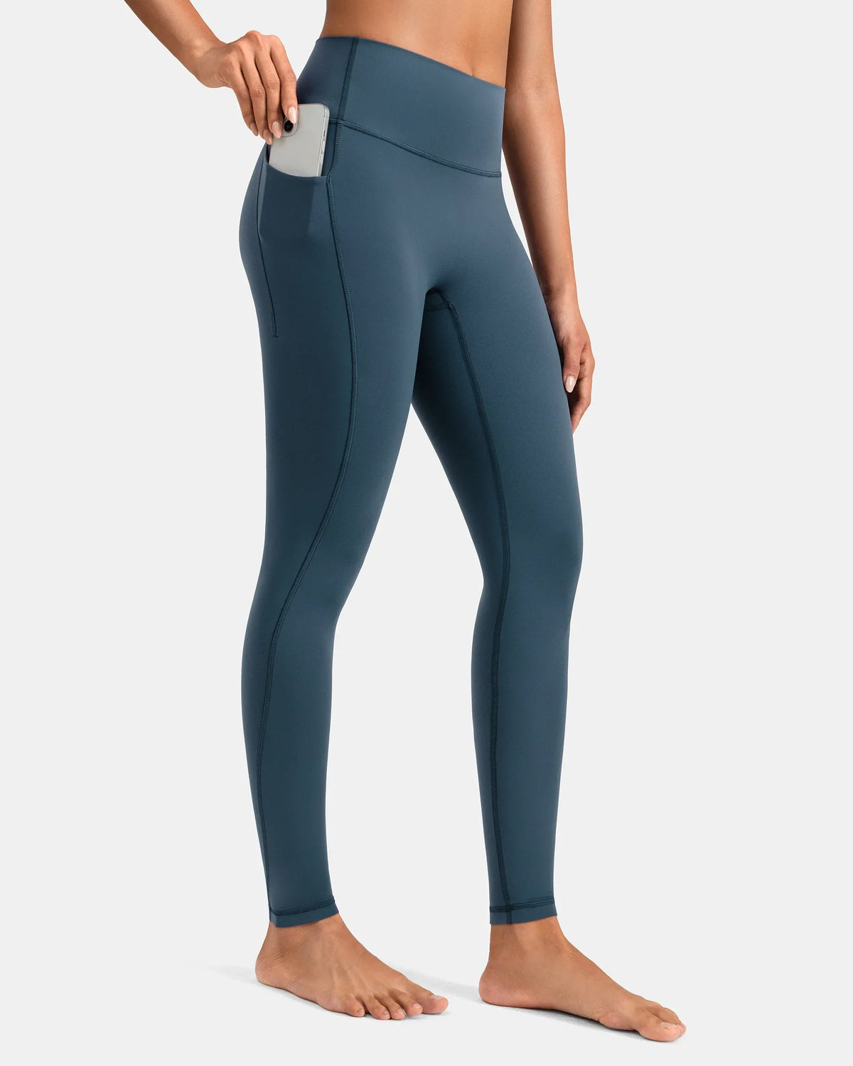 Dreamlux® High Waisted No Front Seam 28" Full Length Legging w/ Pockets — Dark Jasper