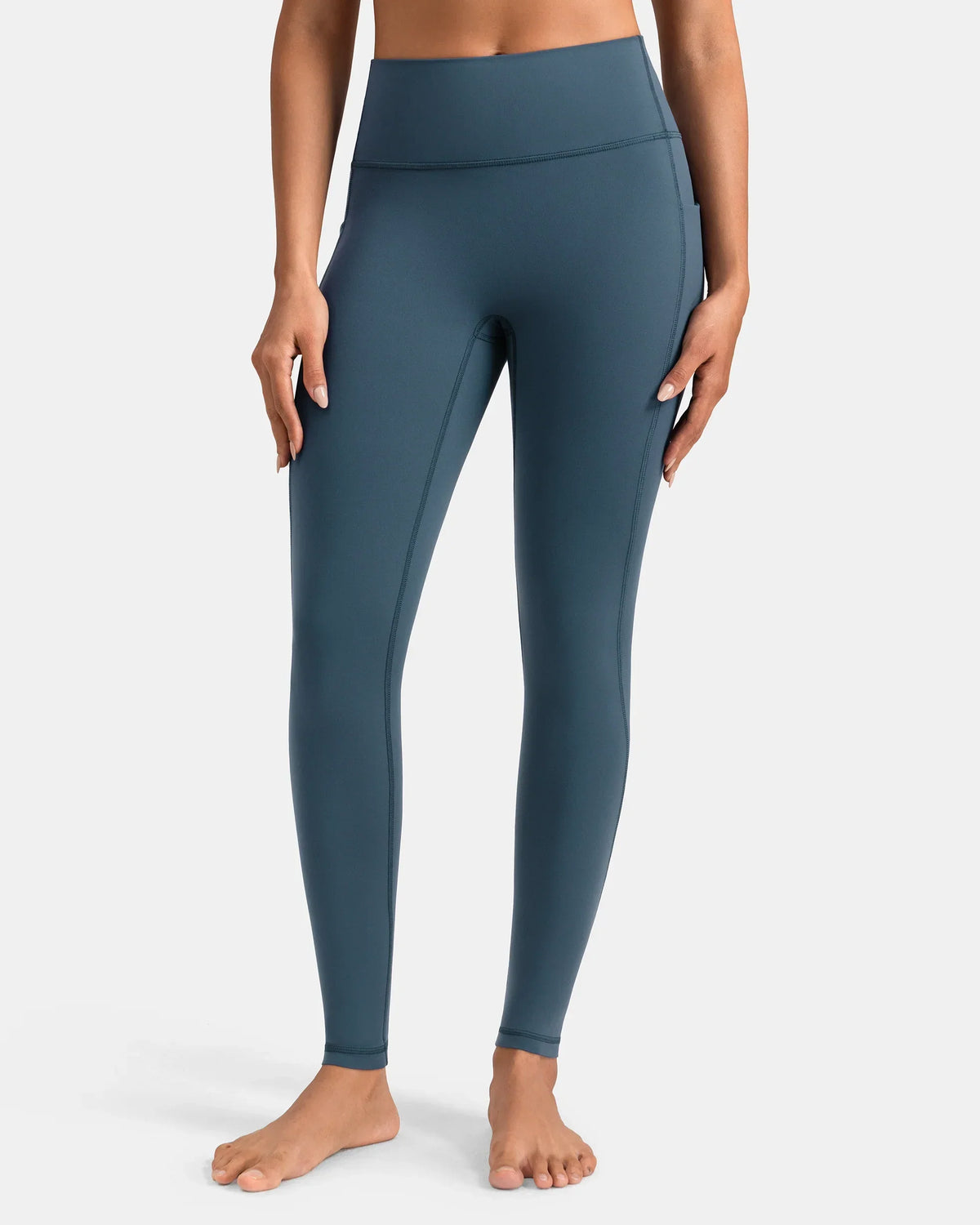 Dreamlux® High Waisted No Front Seam 28" Full Length Legging w/ Pockets — Dark Jasper