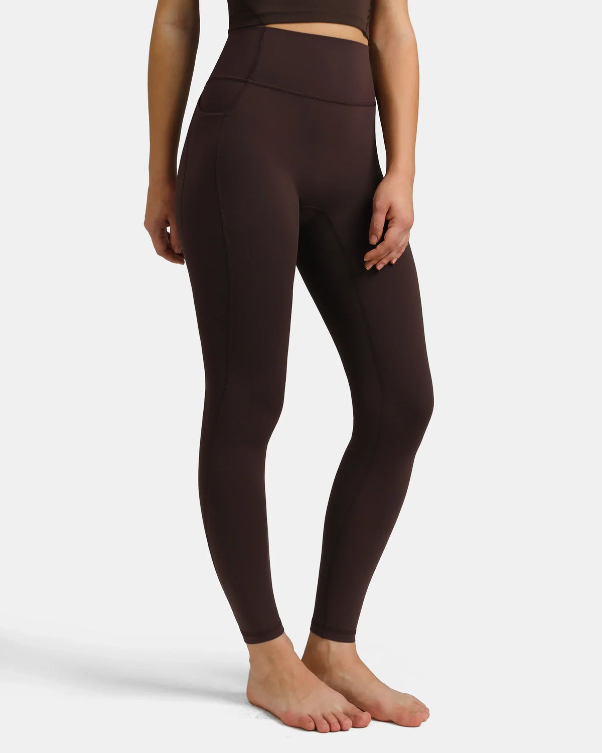Dreamlux® High Waisted No Front Seam 28" Full Length Legging w/ Pockets — Espresso