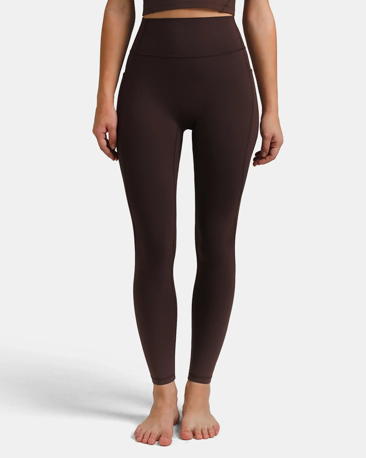Dreamlux® High Waisted No Front Seam 28" Full Length Legging w/ Pockets — Espresso