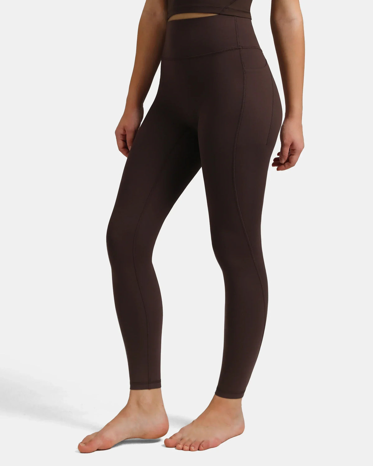 Dreamlux® High Waisted No Front Seam 28" Full Length Legging w/ Pockets — Espresso
