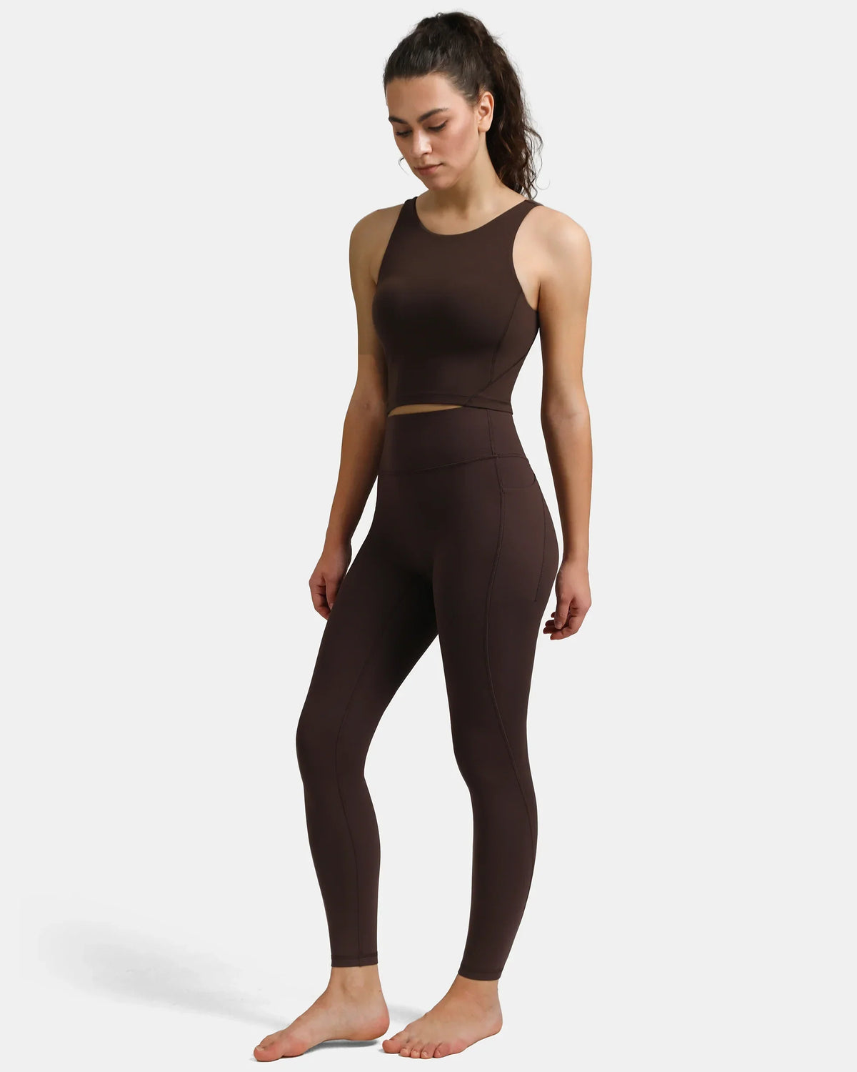 Dreamlux® High Waisted No Front Seam 28" Full Length Legging w/ Pockets — Espresso