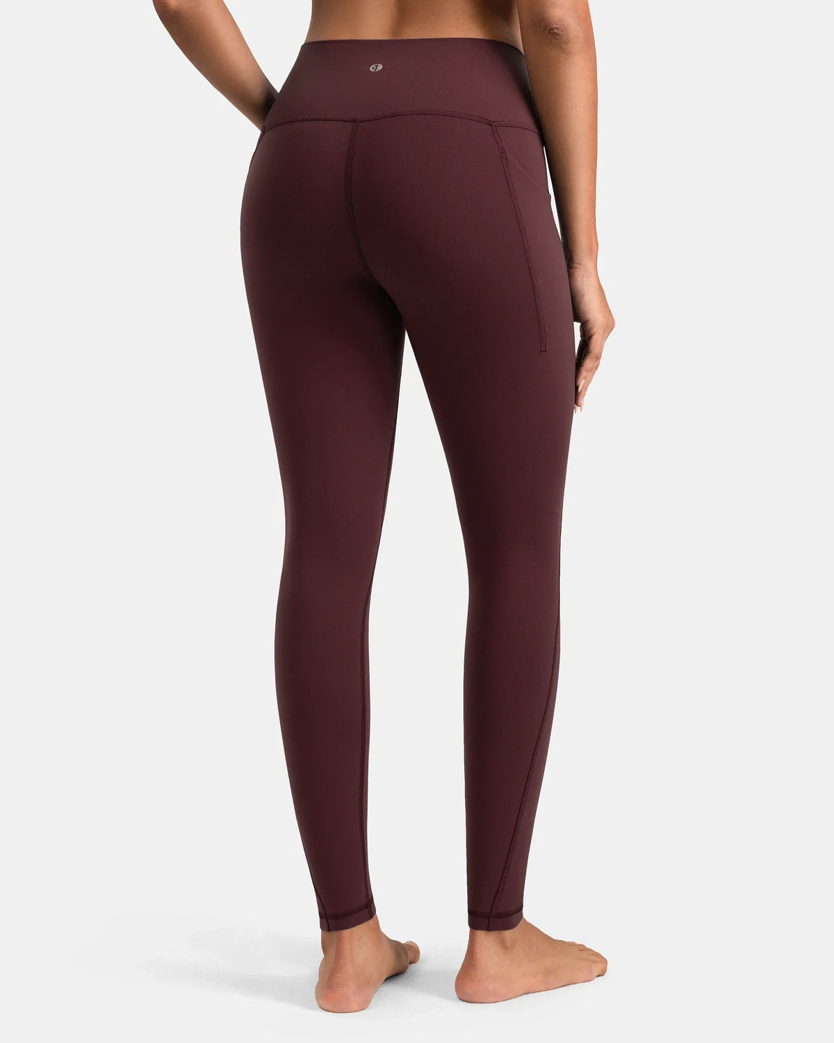 Dreamlux® High Waisted No Front Seam 28" Full Length Legging w/ Pockets — Plum Red