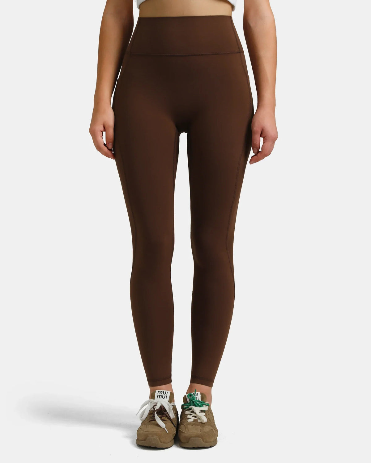 Dreamlux® High Waisted No Front Seam 28" Full Length Legging w/ Pockets — Roasted Chestnut