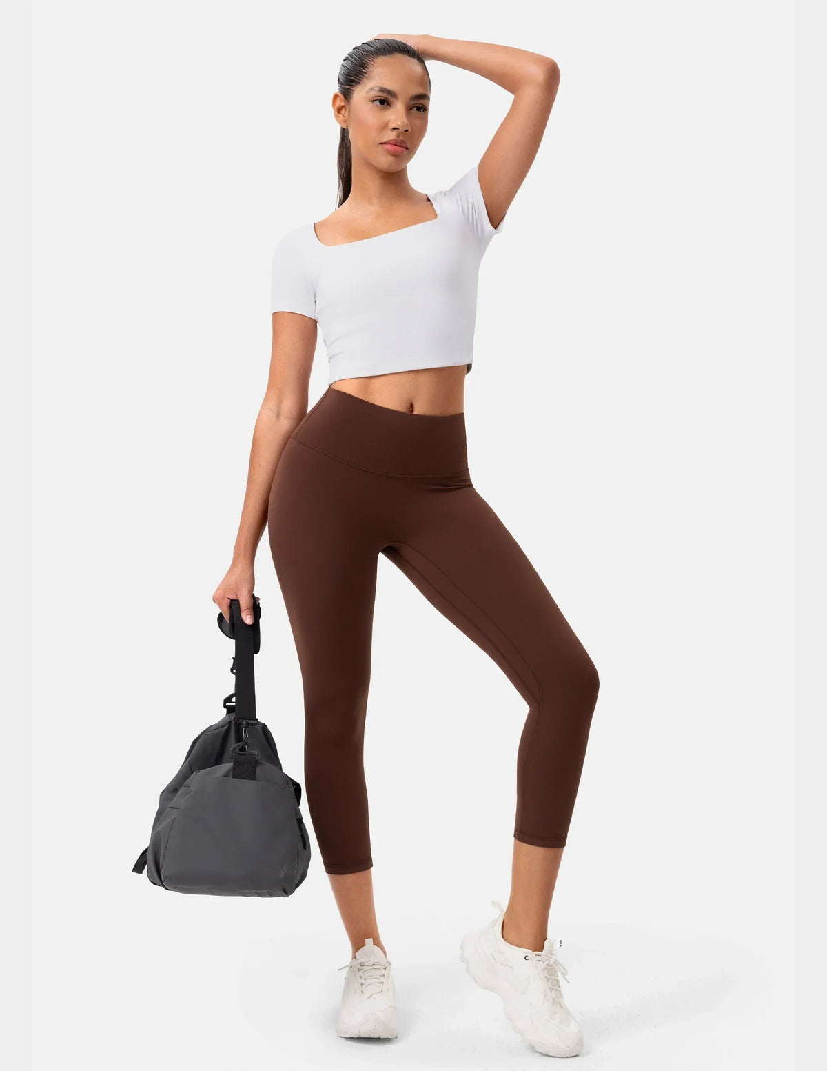 Dreamlux® High Waisted No Front Seam 21" Workout Legging — Roasted Chestnut