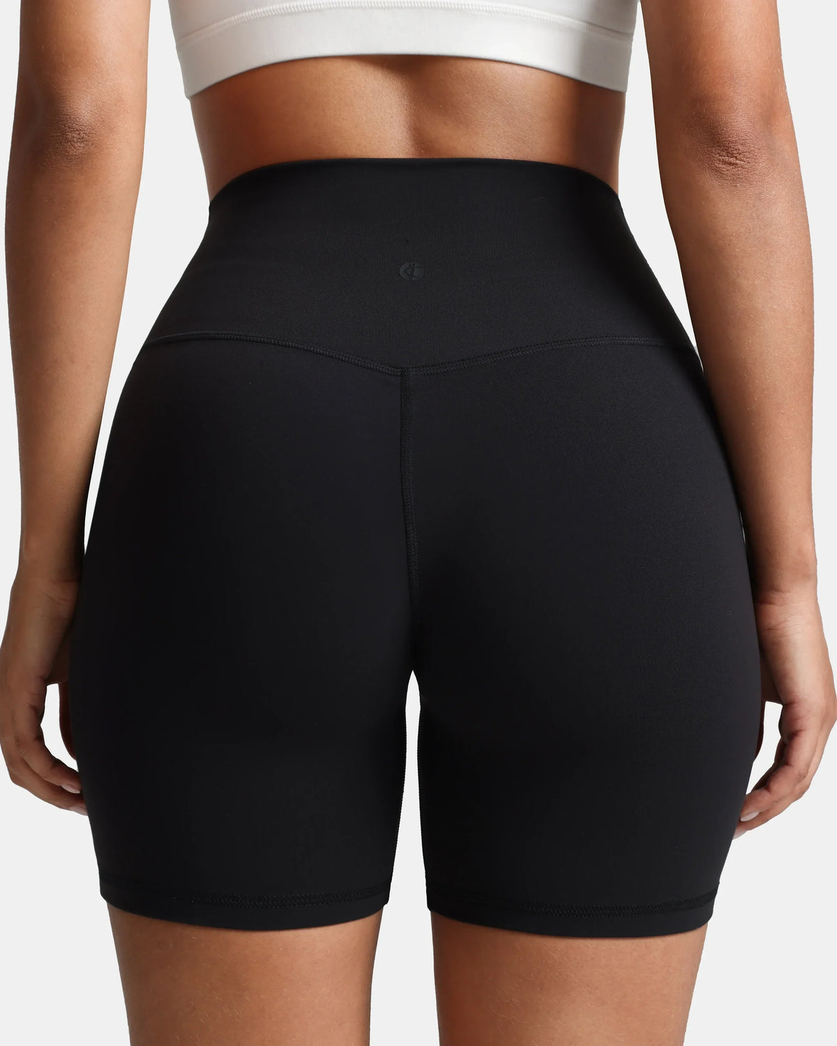 Dreamlux® High Waisted No Front Seam 6" Workout Short — Black