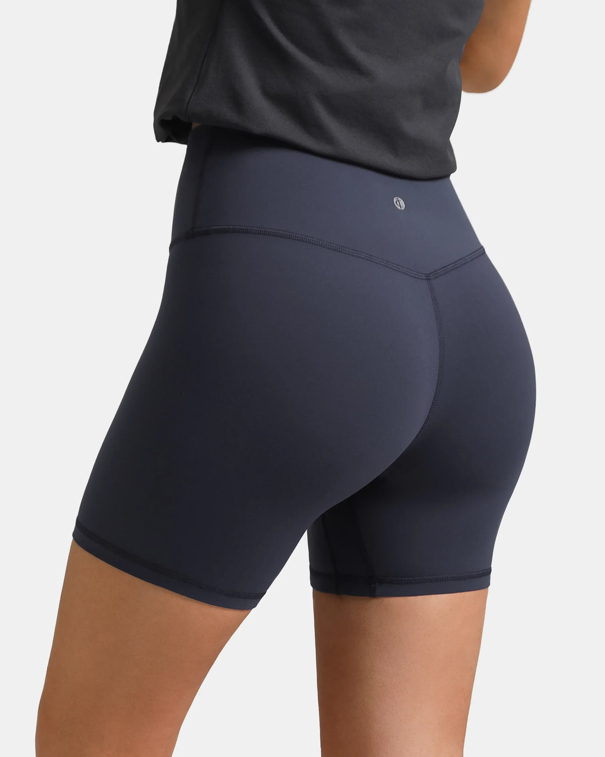 Dreamlux® High Waisted No Front Seam 6" Workout Short — Blue Ink
